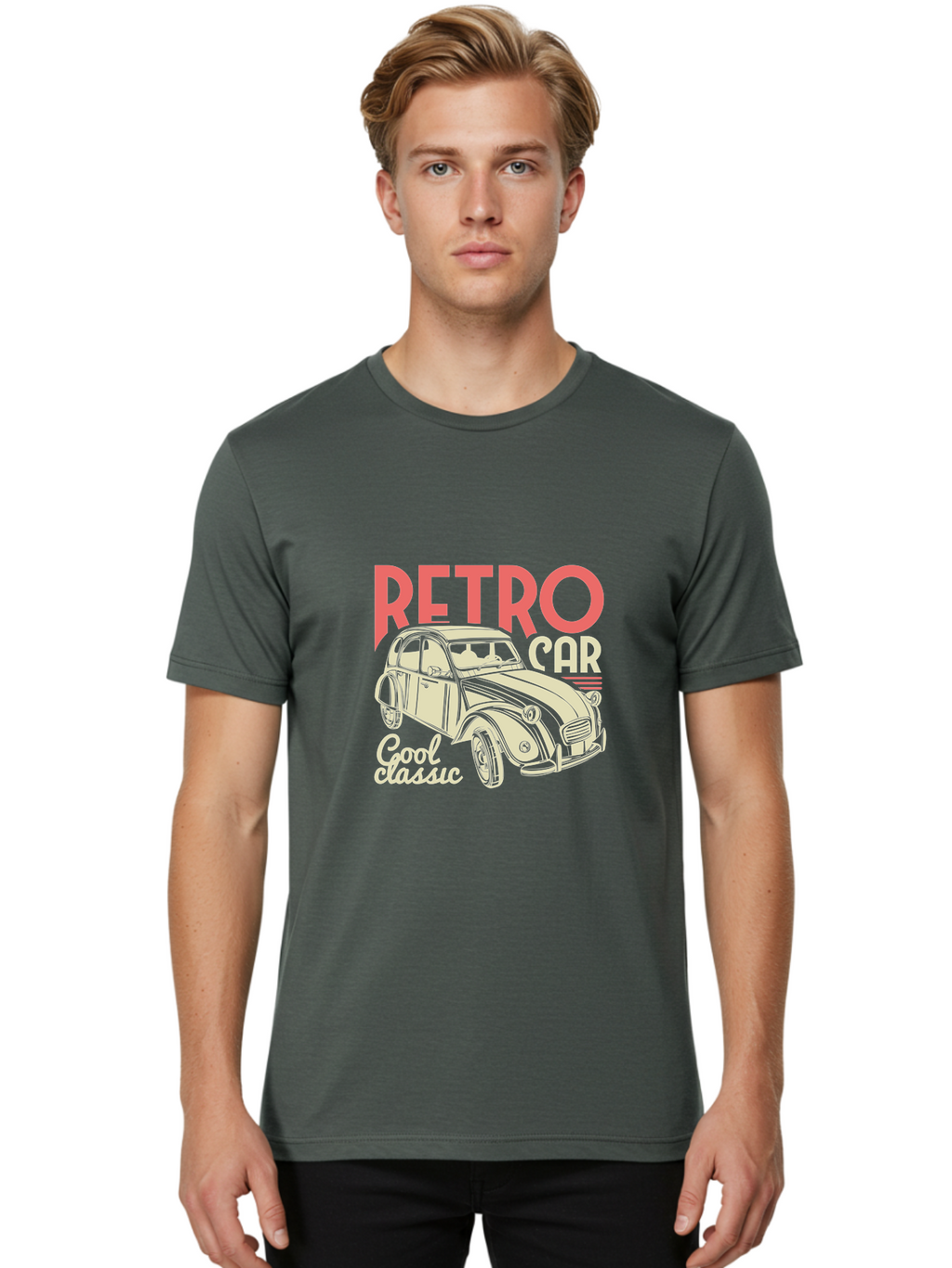 Retro-Car-1 Men'S Graphic Tee, 100% Cotton, Comfortable Casual Summer Wear, Machine Washable, Vintage Car, Retro Automobile, Classic Vehicle, Nostalgic Ride, Cool Classic, Retro Style, Vintage Wheels, Antique Car Aad573