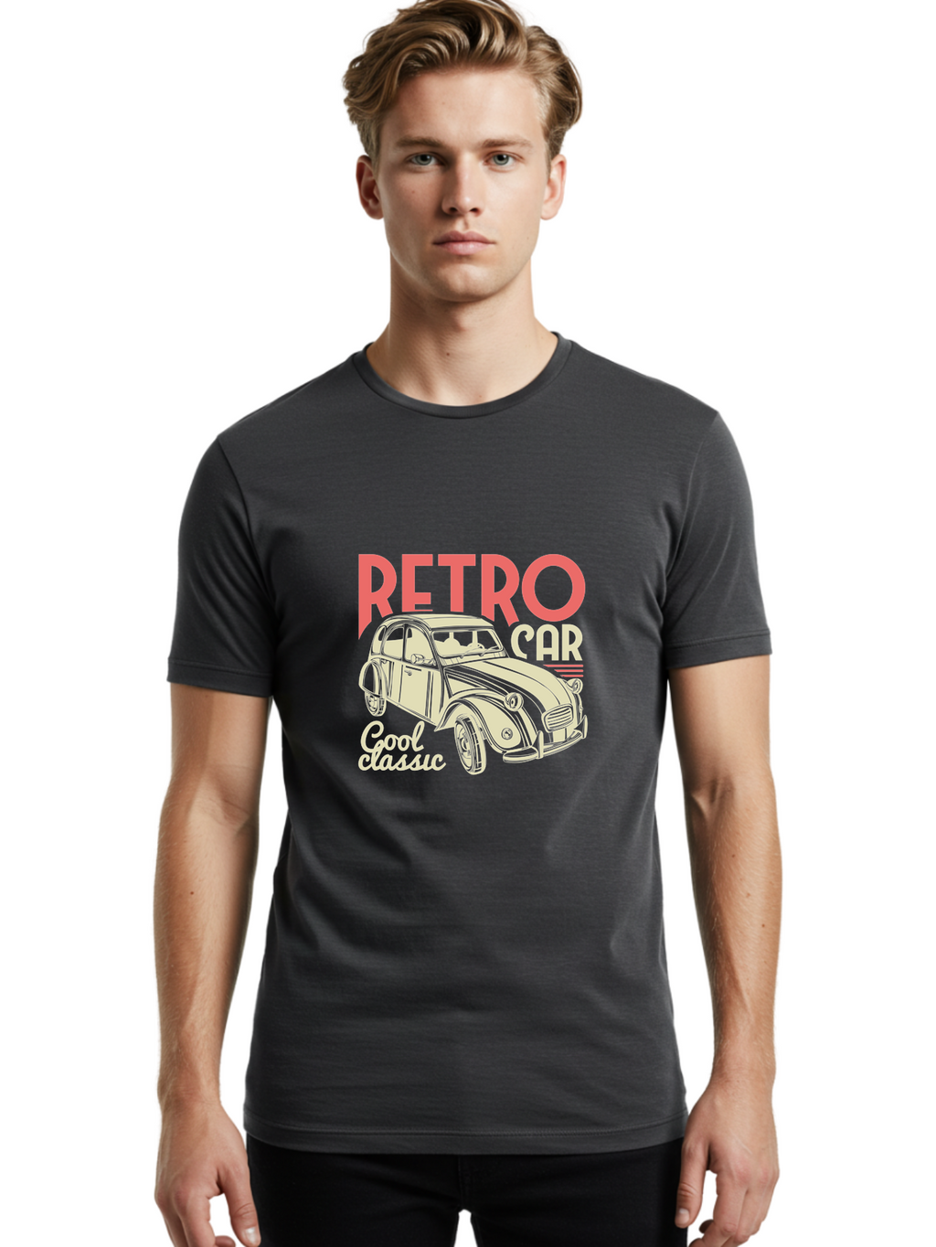Retro-Car-1 Men'S Graphic Tee, 100% Cotton, Comfortable Casual Summer Wear, Machine Washable, Vintage Car, Retro Automobile, Classic Vehicle, Nostalgic Ride, Cool Classic, Retro Style, Vintage Wheels, Antique Car Aad573