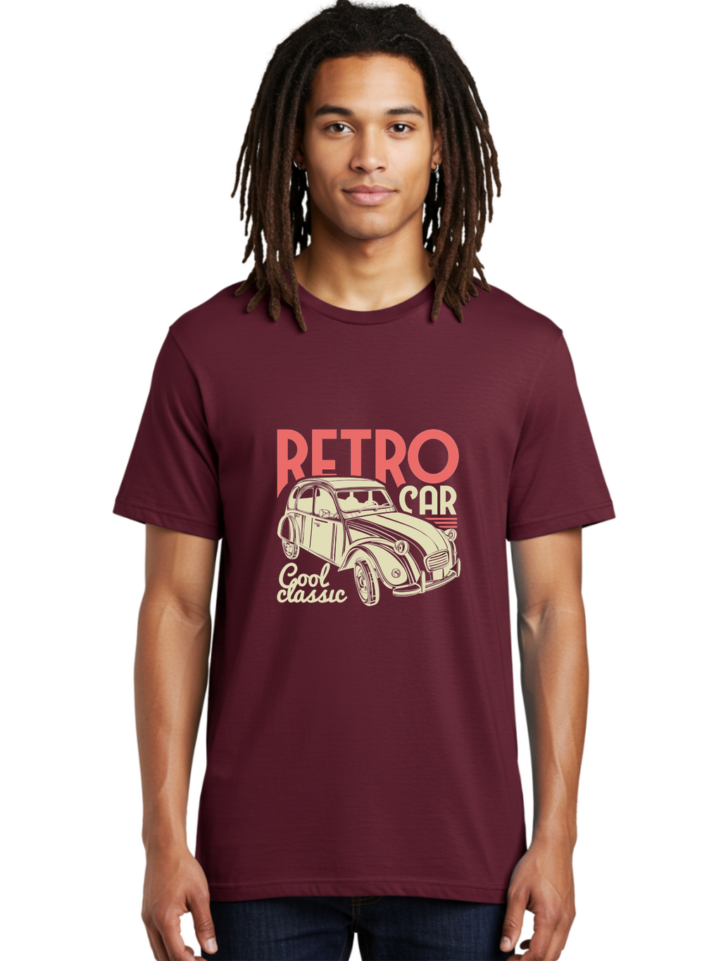 Retro-Car-1 Men'S Graphic Tee, 100% Cotton, Comfortable Casual Summer Wear, Machine Washable, Vintage Car, Retro Automobile, Classic Vehicle, Nostalgic Ride, Cool Classic, Retro Style, Vintage Wheels, Antique Car Aad573