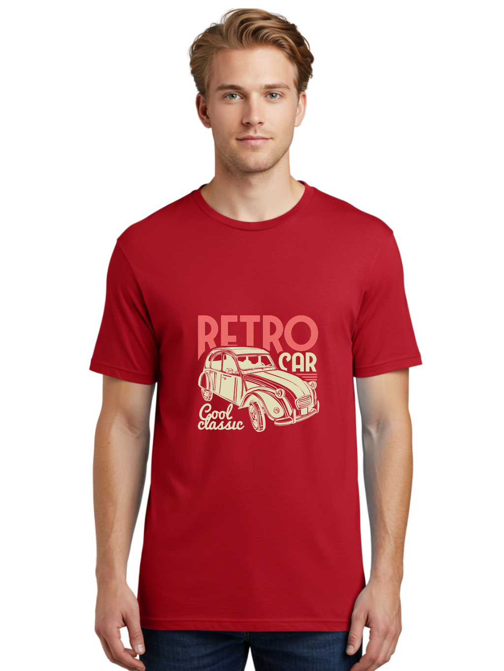 Retro-Car-1 Men'S Graphic Tee, 100% Cotton, Comfortable Casual Summer Wear, Machine Washable, Vintage Car, Retro Automobile, Classic Vehicle, Nostalgic Ride, Cool Classic, Retro Style, Vintage Wheels, Antique Car Aad573