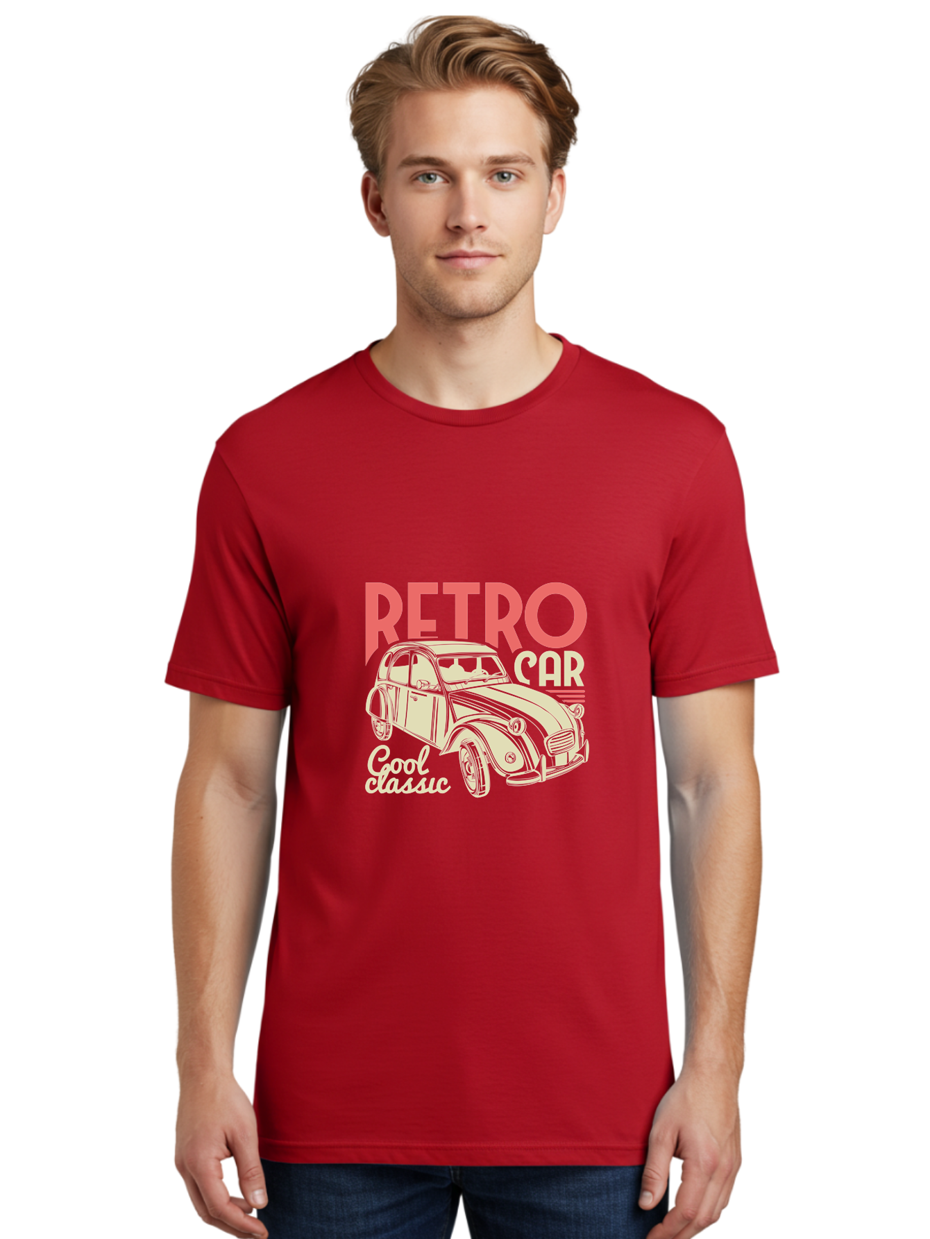 Retro-Car-1 Men'S Graphic Tee, 100% Cotton, Comfortable Casual Summer Wear, Machine Washable, Vintage Car, Retro Automobile, Classic Vehicle, Nostalgic Ride, Cool Classic, Retro Style, Vintage Wheels, Antique Car Aad573