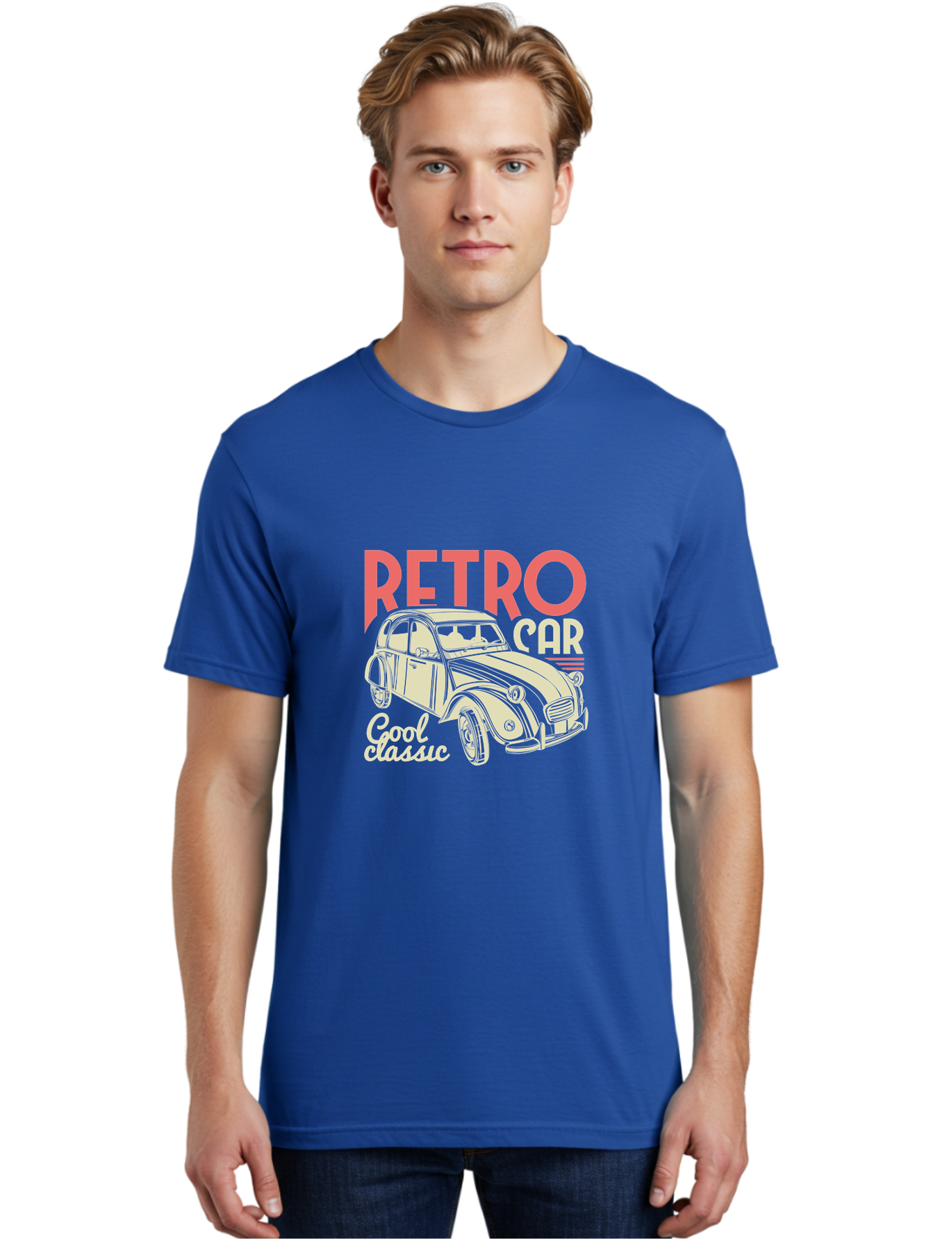 Retro-Car-1 Men'S Graphic Tee, 100% Cotton, Comfortable Casual Summer Wear, Machine Washable, Vintage Car, Retro Automobile, Classic Vehicle, Nostalgic Ride, Cool Classic, Retro Style, Vintage Wheels, Antique Car Aad573