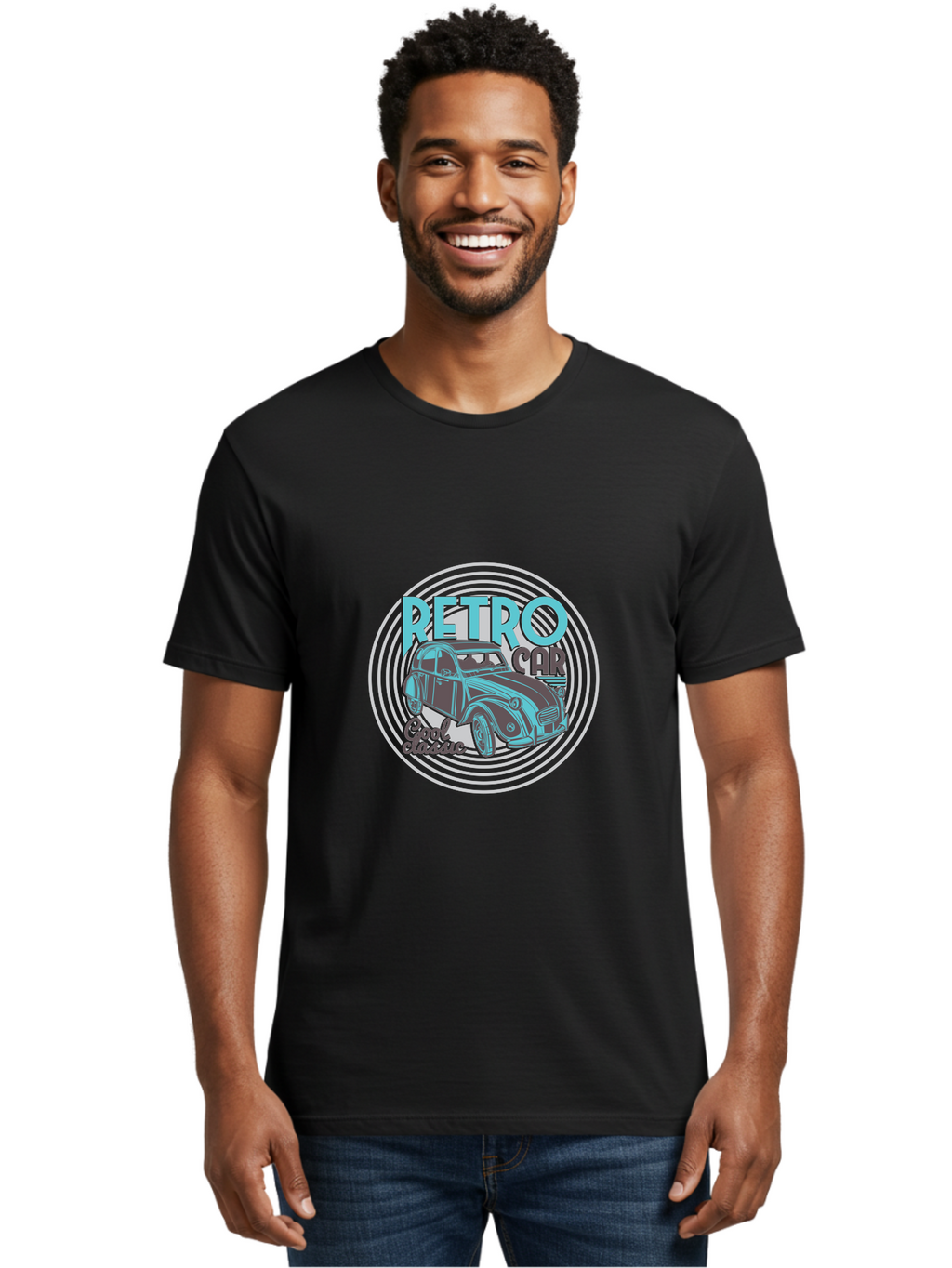 Retro-Car Men'S Graphic Tee, 100% Cotton, Comfortable Casual Summer Wear, Machine Washable, Vintage Car, Retro Automobile, Classic Vehicle, Cool Design, Nostalgic Car, Retro Style, Vintage Ride, Automobile Art Aad574