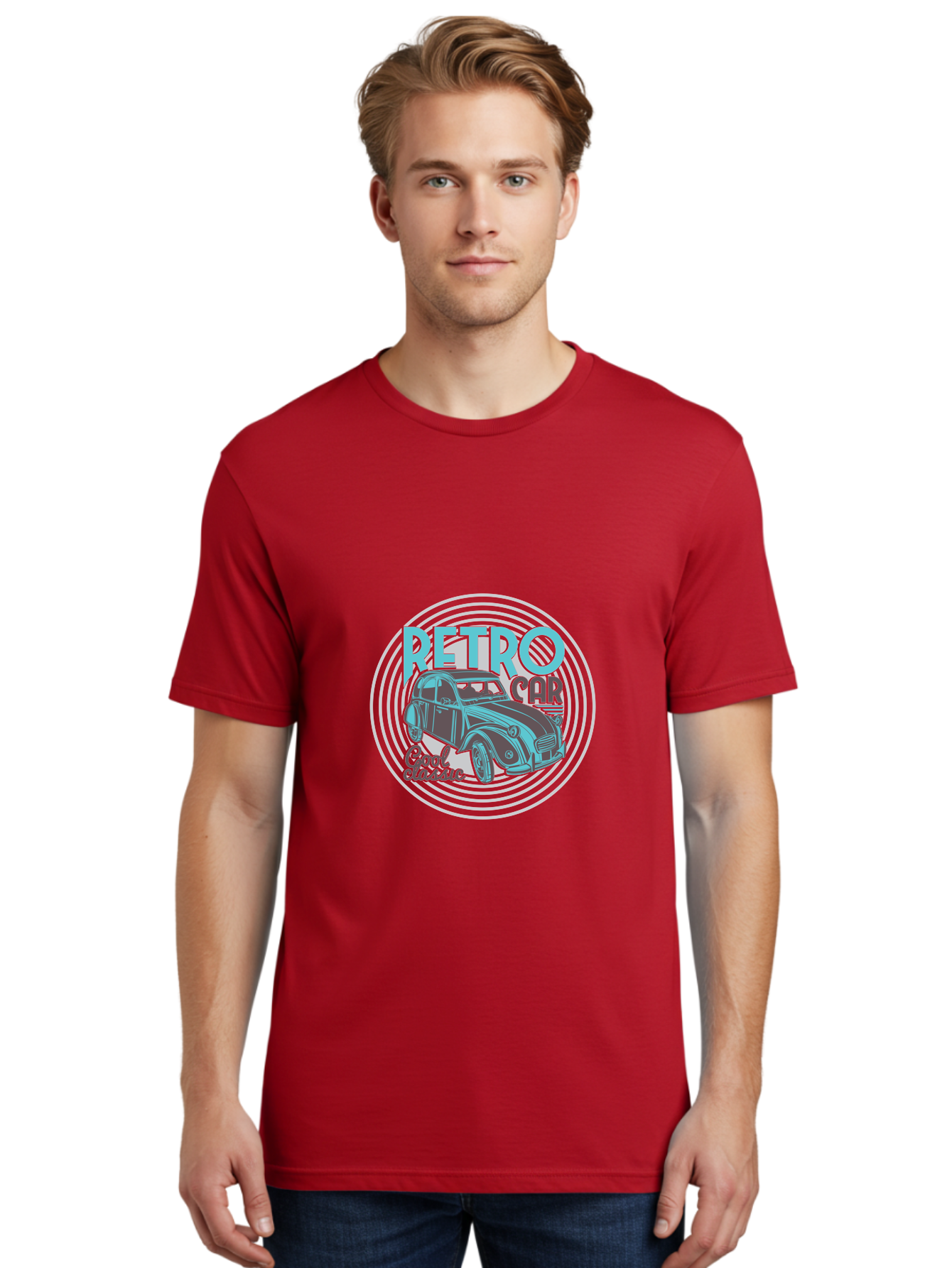 Retro-Car Men'S Graphic Tee, 100% Cotton, Comfortable Casual Summer Wear, Machine Washable, Vintage Car, Retro Automobile, Classic Vehicle, Cool Design, Nostalgic Car, Retro Style, Vintage Ride, Automobile Art Aad574