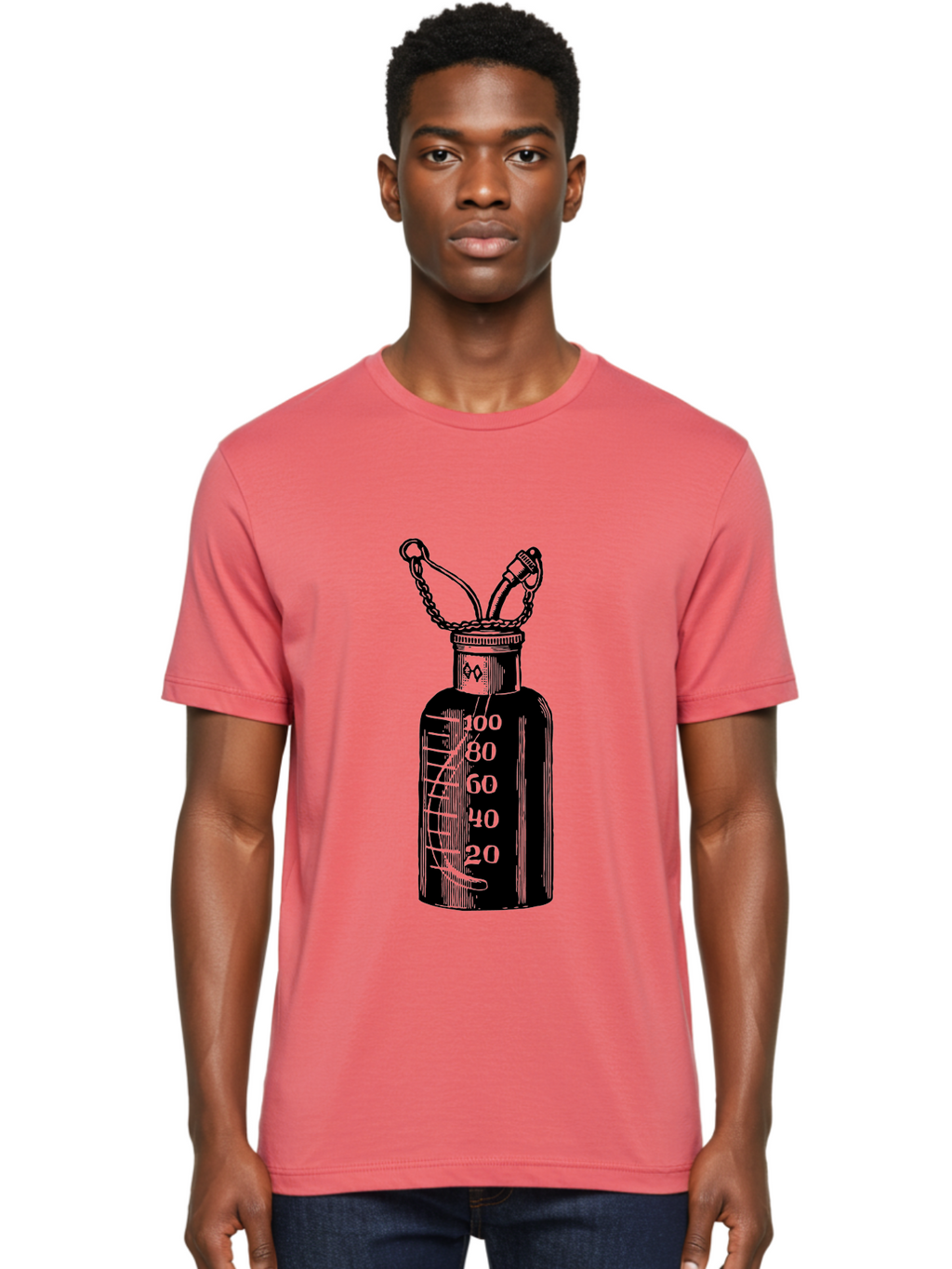 100Ml-Bottle Men'S Graphic Tee, 100% Cotton, Comfortable Casual Summer Wear, Machine Washable, Glass Bottle With Measurement Markings, 100Ml Capacity, Laboratory Equipment, Scientific Tools, Precise Measurements, Chemistry Lab Aad576