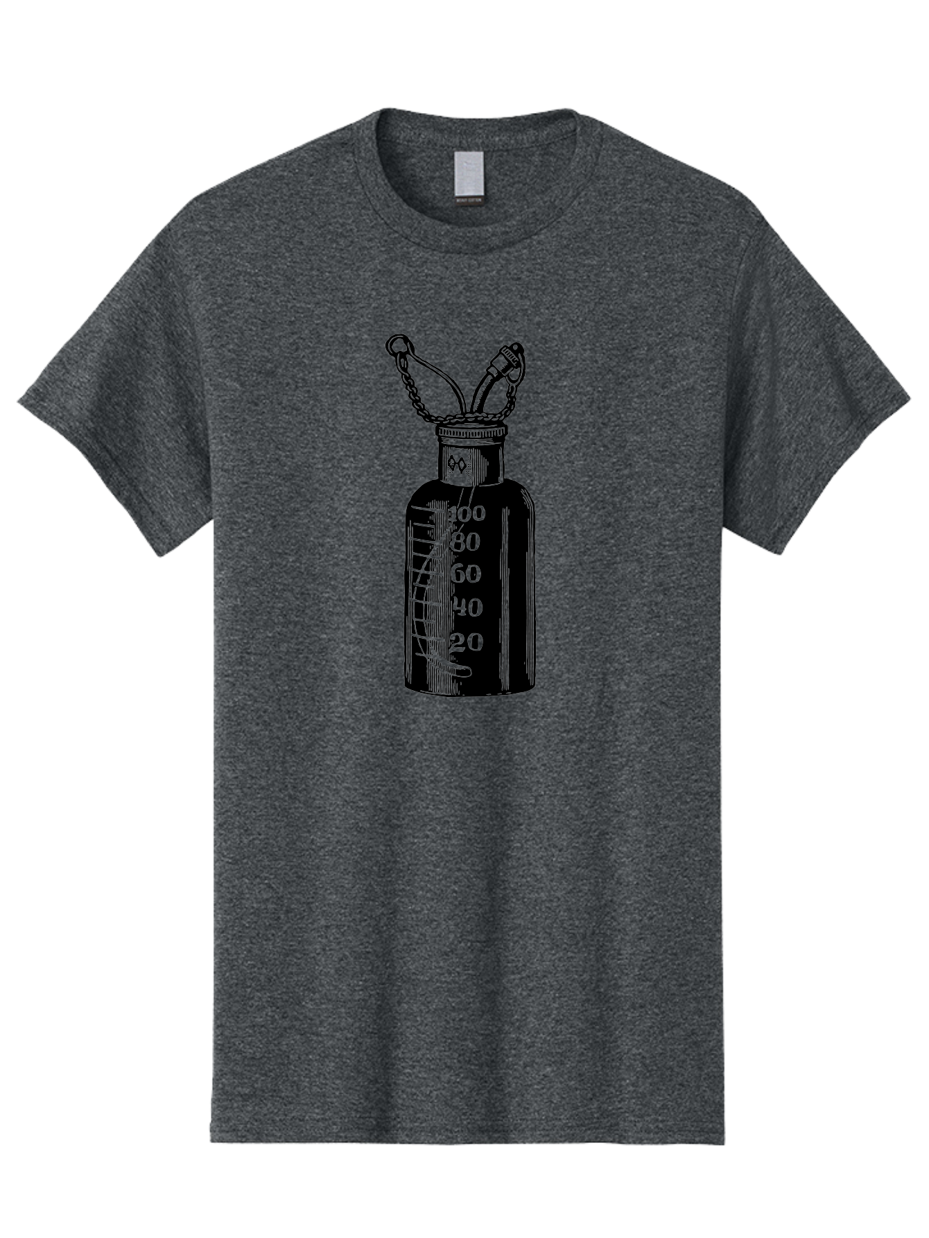 100Ml-Bottle Men'S Graphic Tee, 100% Cotton, Comfortable Casual Summer Wear, Machine Washable, Glass Bottle With Measurement Markings, 100Ml Capacity, Laboratory Equipment, Scientific Tools, Precise Measurements, Chemistry Lab Aad576