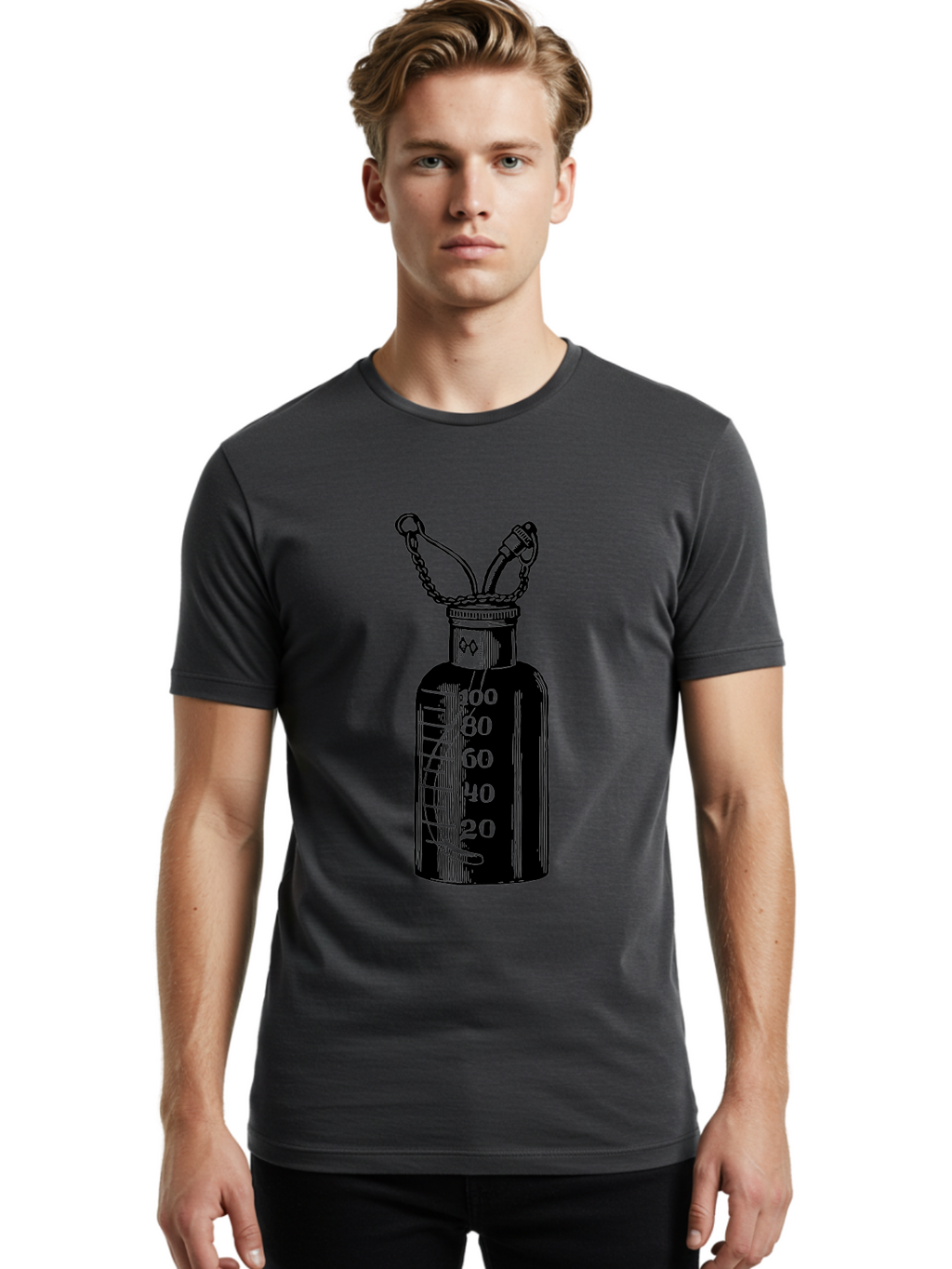 100Ml-Bottle Men'S Graphic Tee, 100% Cotton, Comfortable Casual Summer Wear, Machine Washable, Glass Bottle With Measurement Markings, 100Ml Capacity, Laboratory Equipment, Scientific Tools, Precise Measurements, Chemistry Lab Aad576