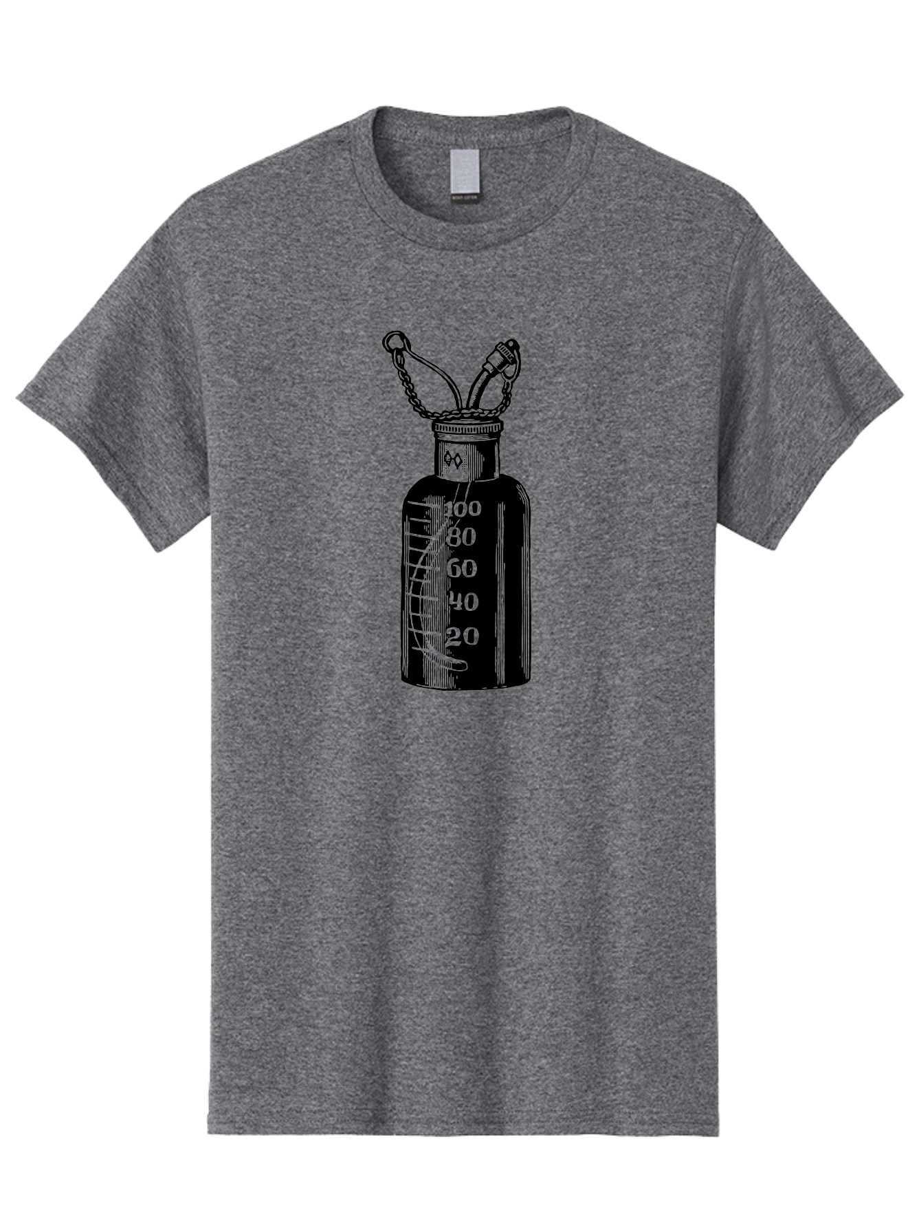100Ml-Bottle Men'S Graphic Tee, 100% Cotton, Comfortable Casual Summer Wear, Machine Washable, Glass Bottle With Measurement Markings, 100Ml Capacity, Laboratory Equipment, Scientific Tools, Precise Measurements, Chemistry Lab Aad576