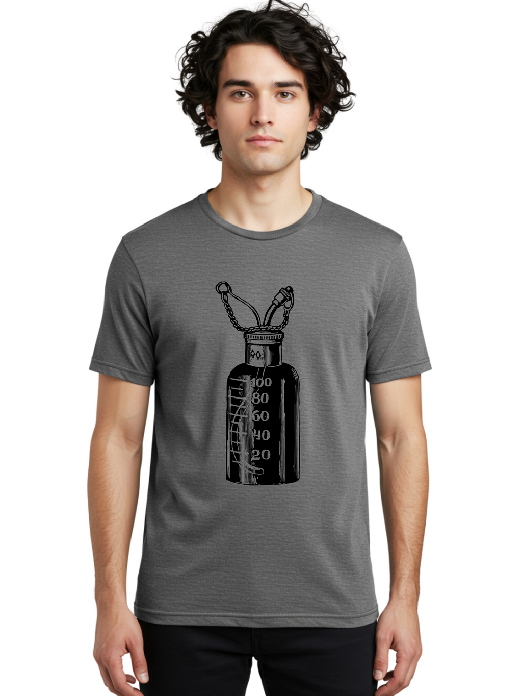 100Ml-Bottle Men'S Graphic Tee, 100% Cotton, Comfortable Casual Summer Wear, Machine Washable, Glass Bottle With Measurement Markings, 100Ml Capacity, Laboratory Equipment, Scientific Tools, Precise Measurements, Chemistry Lab Aad576
