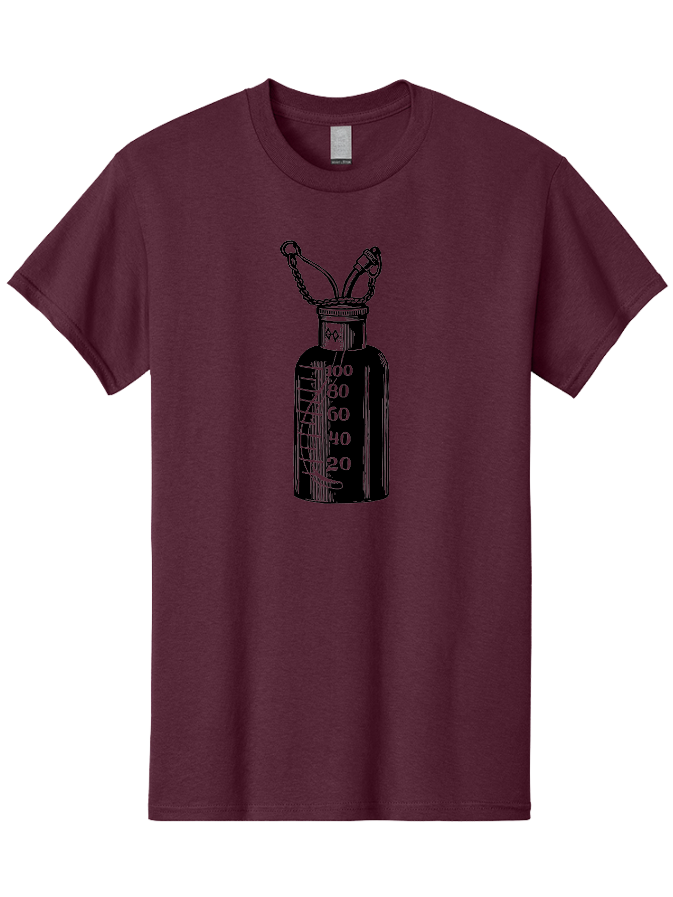 100Ml-Bottle Men'S Graphic Tee, 100% Cotton, Comfortable Casual Summer Wear, Machine Washable, Glass Bottle With Measurement Markings, 100Ml Capacity, Laboratory Equipment, Scientific Tools, Precise Measurements, Chemistry Lab Aad576