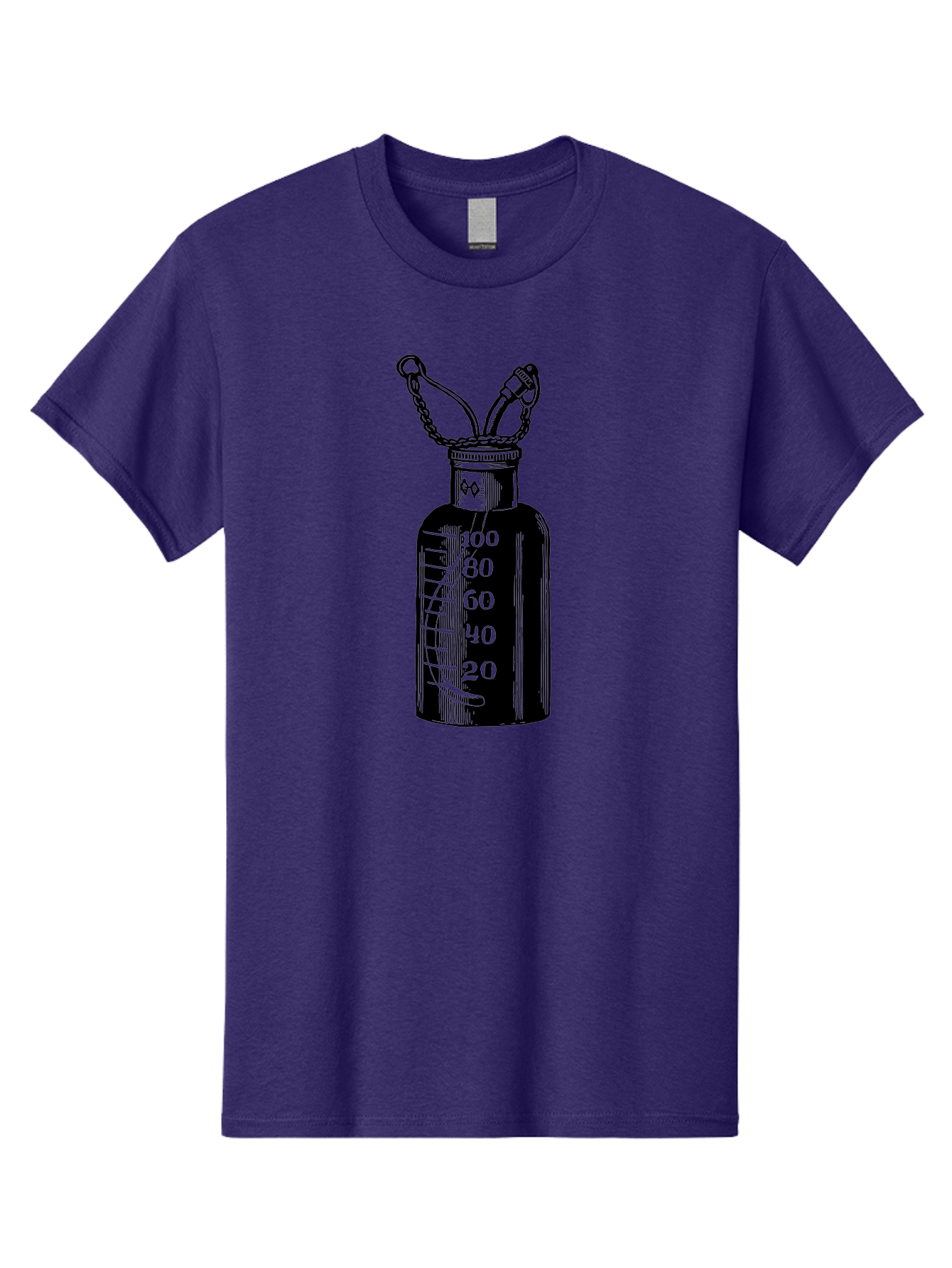 100Ml-Bottle Men'S Graphic Tee, 100% Cotton, Comfortable Casual Summer Wear, Machine Washable, Glass Bottle With Measurement Markings, 100Ml Capacity, Laboratory Equipment, Scientific Tools, Precise Measurements, Chemistry Lab Aad576