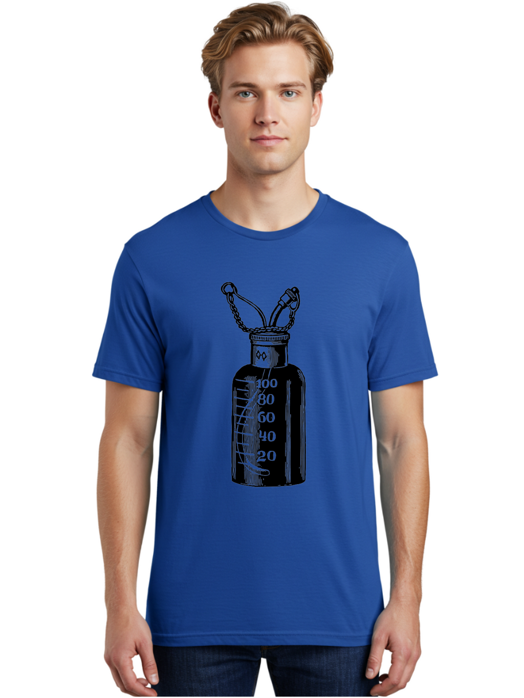 100Ml-Bottle Men'S Graphic Tee, 100% Cotton, Comfortable Casual Summer Wear, Machine Washable, Glass Bottle With Measurement Markings, 100Ml Capacity, Laboratory Equipment, Scientific Tools, Precise Measurements, Chemistry Lab Aad576