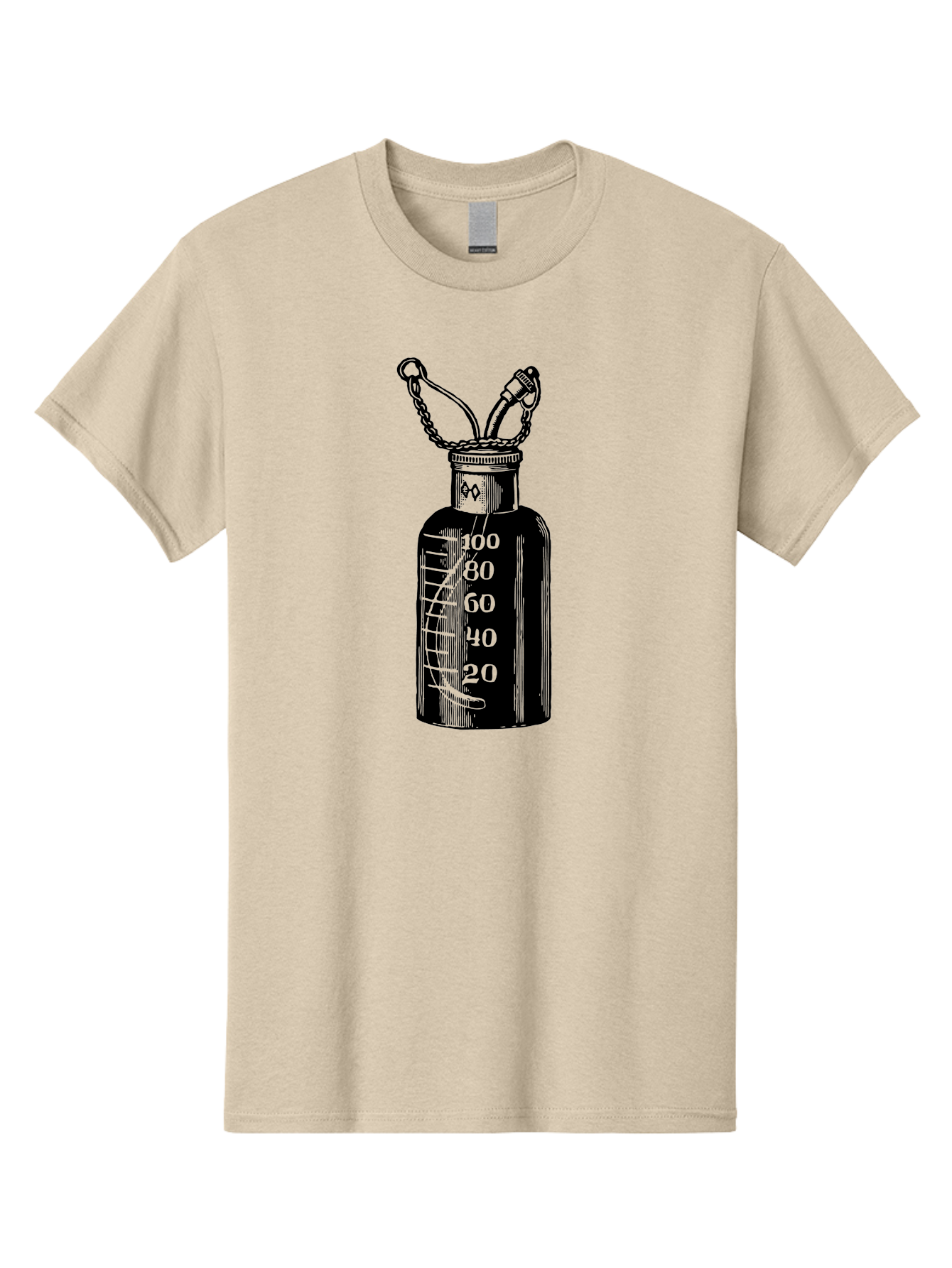 100Ml-Bottle Men'S Graphic Tee, 100% Cotton, Comfortable Casual Summer Wear, Machine Washable, Glass Bottle With Measurement Markings, 100Ml Capacity, Laboratory Equipment, Scientific Tools, Precise Measurements, Chemistry Lab Aad576