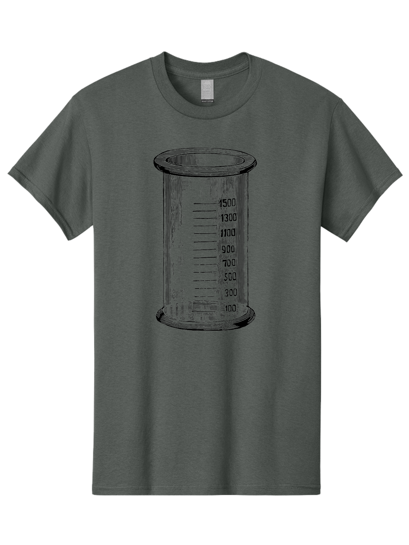 1500Ml-Beaker Men'S Graphic Tee, 100% Cotton, Comfortable Casual Summer Wear, Machine Washable, Laboratory Equipment, Measuring Beaker, Scientific Tools, Glassware, Measurement Markings, Chemistry Lab, 1500Ml Capacity, Precise Measurements, Aad577