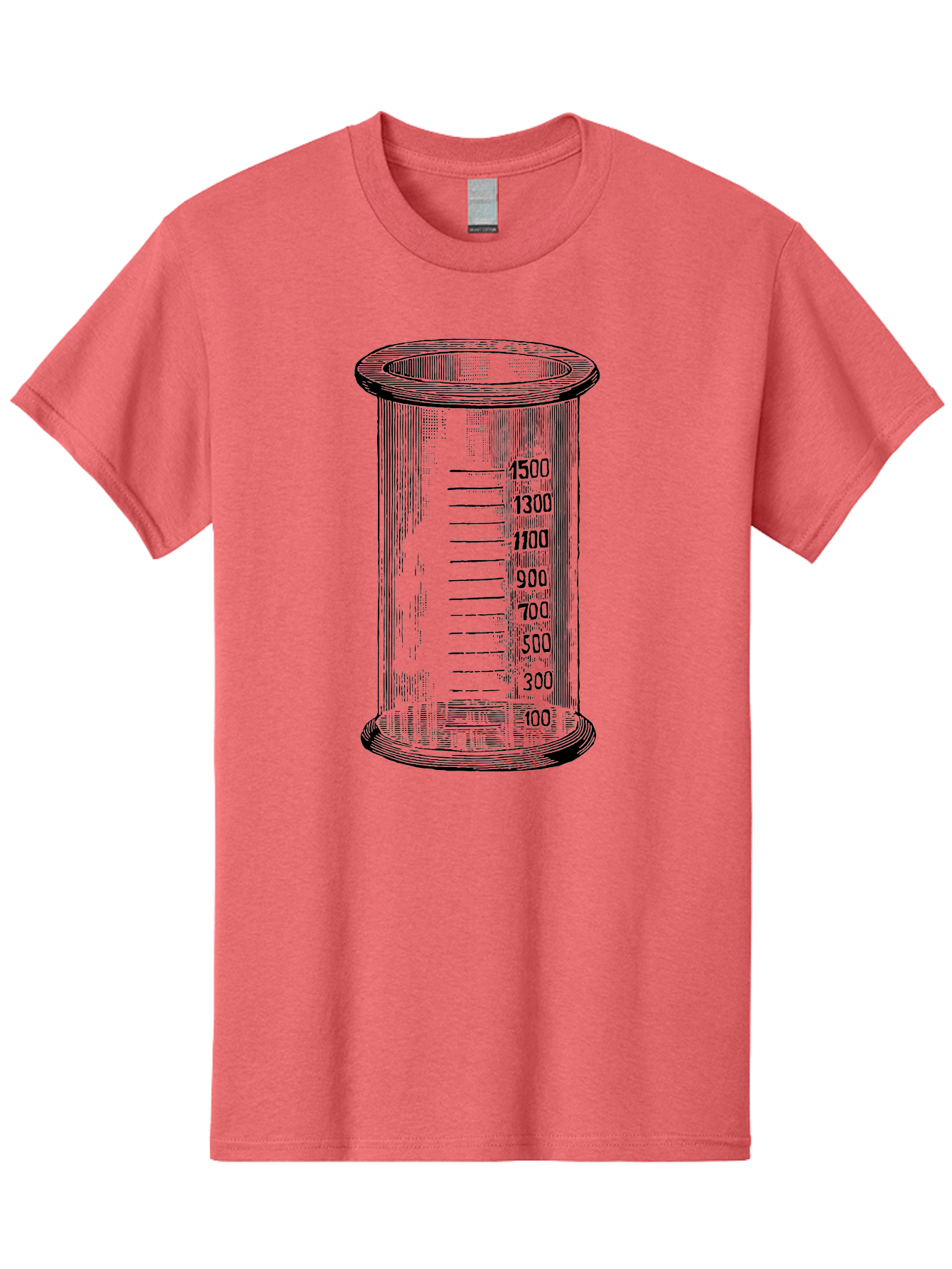 1500Ml-Beaker Men'S Graphic Tee, 100% Cotton, Comfortable Casual Summer Wear, Machine Washable, Laboratory Equipment, Measuring Beaker, Scientific Tools, Glassware, Measurement Markings, Chemistry Lab, 1500Ml Capacity, Precise Measurements, Aad577
