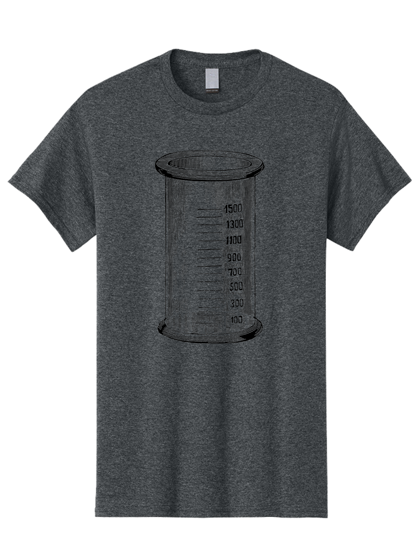 1500Ml-Beaker Men'S Graphic Tee, 100% Cotton, Comfortable Casual Summer Wear, Machine Washable, Laboratory Equipment, Measuring Beaker, Scientific Tools, Glassware, Measurement Markings, Chemistry Lab, 1500Ml Capacity, Precise Measurements, Aad577