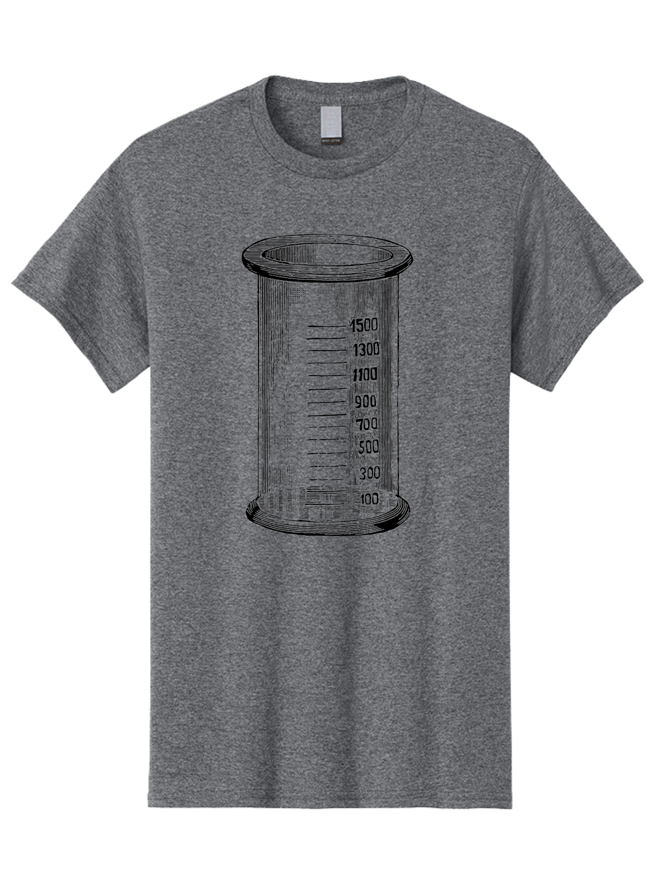 1500Ml-Beaker Men'S Graphic Tee, 100% Cotton, Comfortable Casual Summer Wear, Machine Washable, Laboratory Equipment, Measuring Beaker, Scientific Tools, Glassware, Measurement Markings, Chemistry Lab, 1500Ml Capacity, Precise Measurements, Aad577