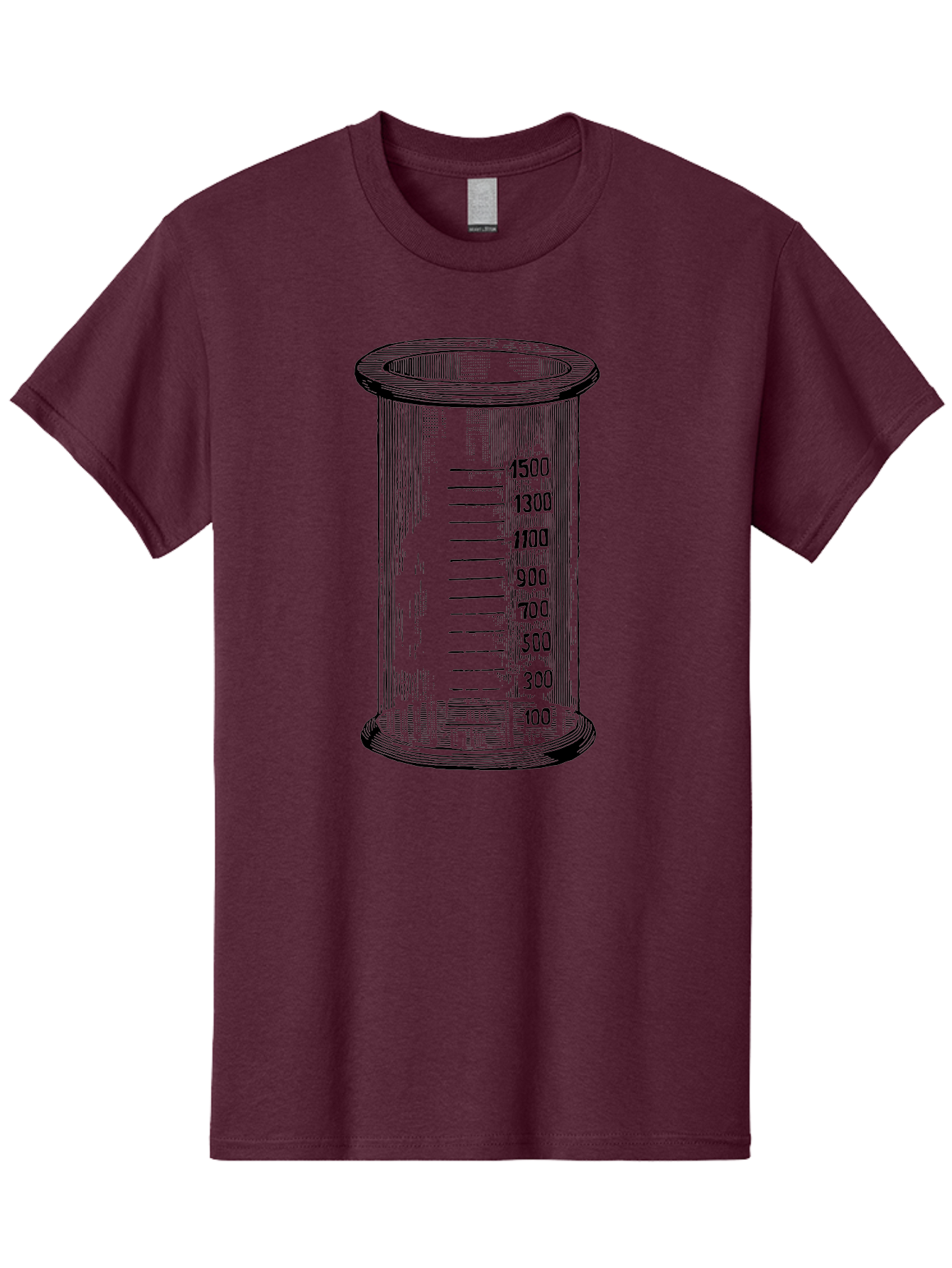1500Ml-Beaker Men'S Graphic Tee, 100% Cotton, Comfortable Casual Summer Wear, Machine Washable, Laboratory Equipment, Measuring Beaker, Scientific Tools, Glassware, Measurement Markings, Chemistry Lab, 1500Ml Capacity, Precise Measurements, Aad577