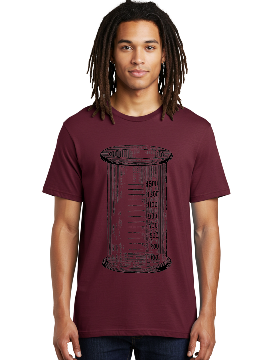 1500Ml-Beaker Men'S Graphic Tee, 100% Cotton, Comfortable Casual Summer Wear, Machine Washable, Laboratory Equipment, Measuring Beaker, Scientific Tools, Glassware, Measurement Markings, Chemistry Lab, 1500Ml Capacity, Precise Measurements, Aad577