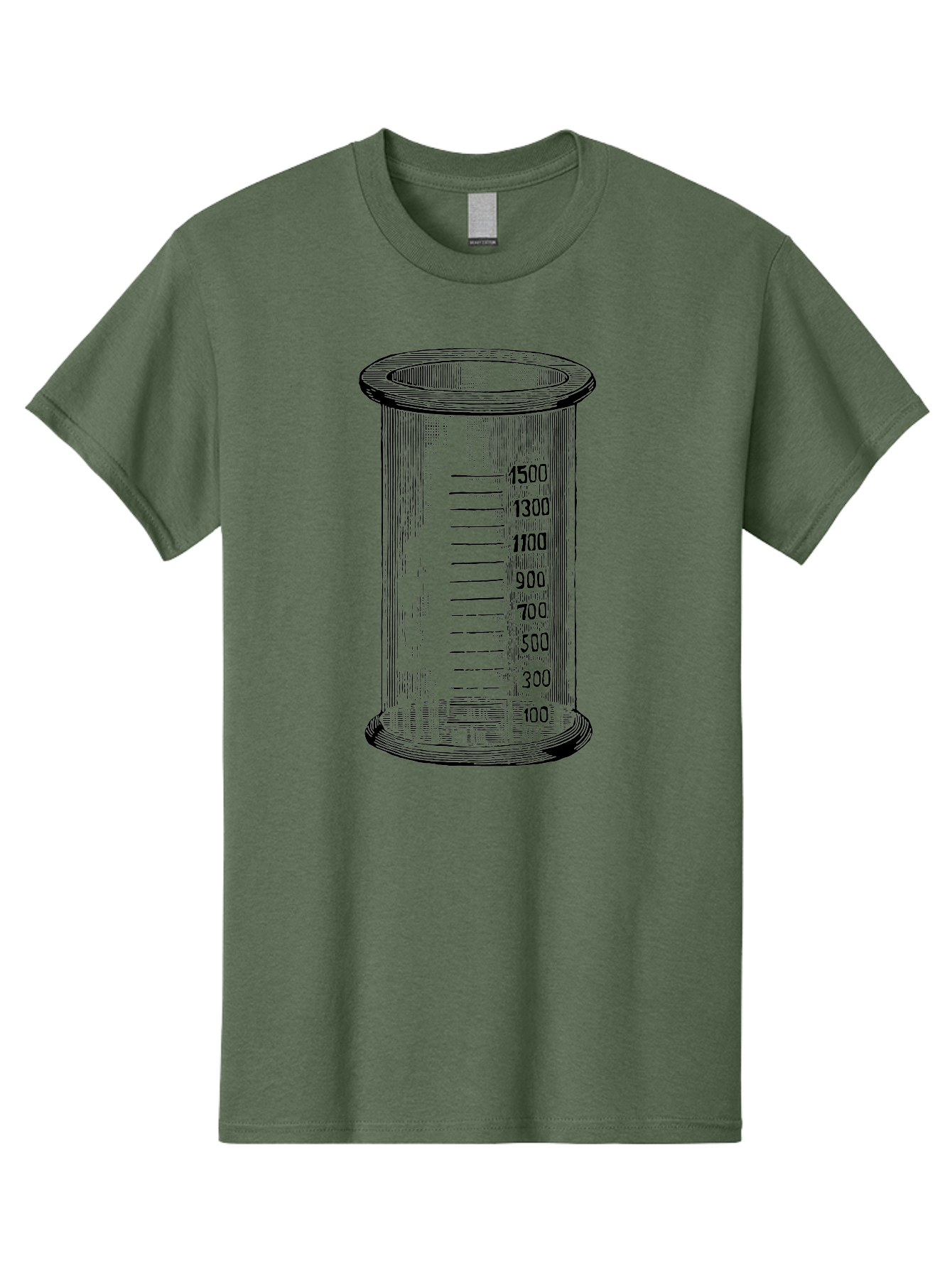 1500Ml-Beaker Men'S Graphic Tee, 100% Cotton, Comfortable Casual Summer Wear, Machine Washable, Laboratory Equipment, Measuring Beaker, Scientific Tools, Glassware, Measurement Markings, Chemistry Lab, 1500Ml Capacity, Precise Measurements, Aad577