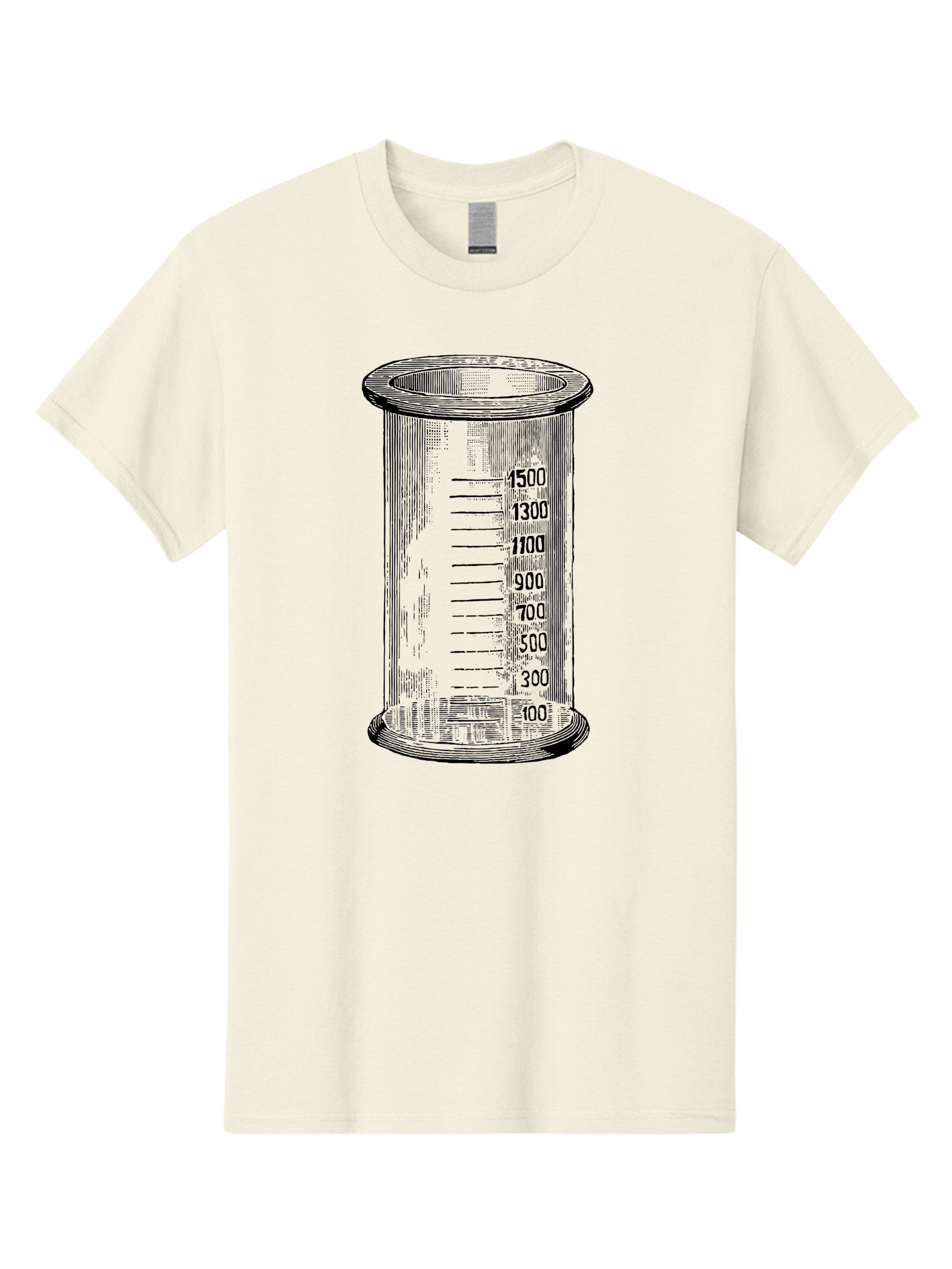 1500Ml-Beaker Men'S Graphic Tee, 100% Cotton, Comfortable Casual Summer Wear, Machine Washable, Laboratory Equipment, Measuring Beaker, Scientific Tools, Glassware, Measurement Markings, Chemistry Lab, 1500Ml Capacity, Precise Measurements, Aad577