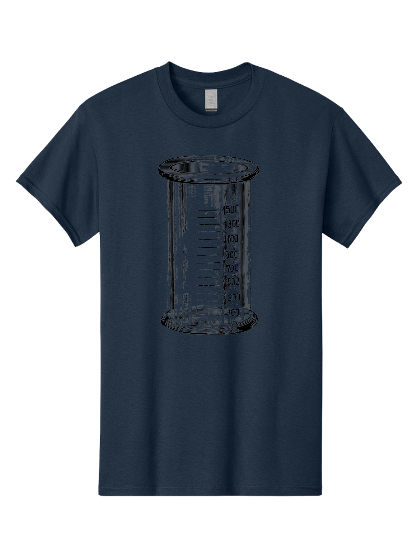 1500Ml-Beaker Men'S Graphic Tee, 100% Cotton, Comfortable Casual Summer Wear, Machine Washable, Laboratory Equipment, Measuring Beaker, Scientific Tools, Glassware, Measurement Markings, Chemistry Lab, 1500Ml Capacity, Precise Measurements, Aad577
