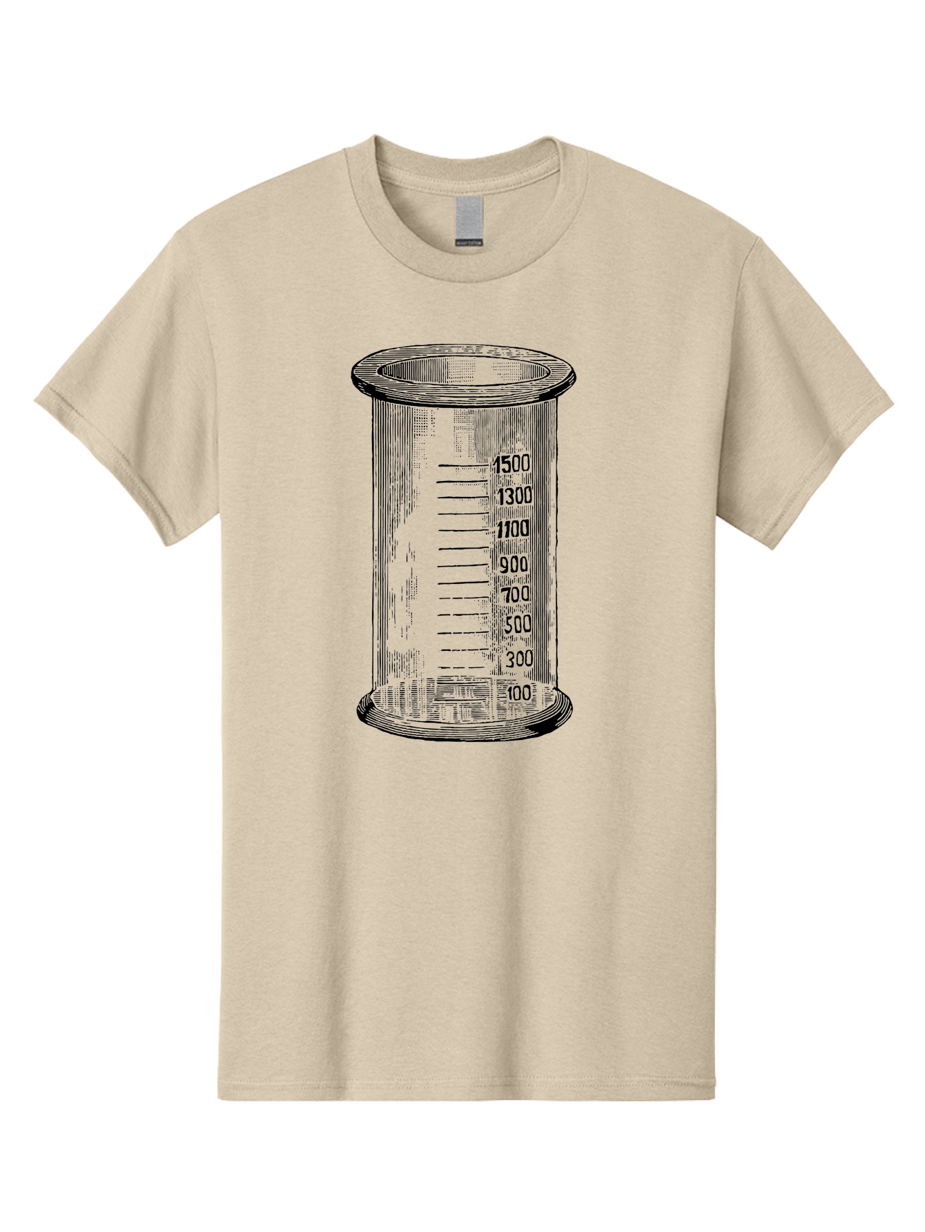 1500Ml-Beaker Men'S Graphic Tee, 100% Cotton, Comfortable Casual Summer Wear, Machine Washable, Laboratory Equipment, Measuring Beaker, Scientific Tools, Glassware, Measurement Markings, Chemistry Lab, 1500Ml Capacity, Precise Measurements, Aad577