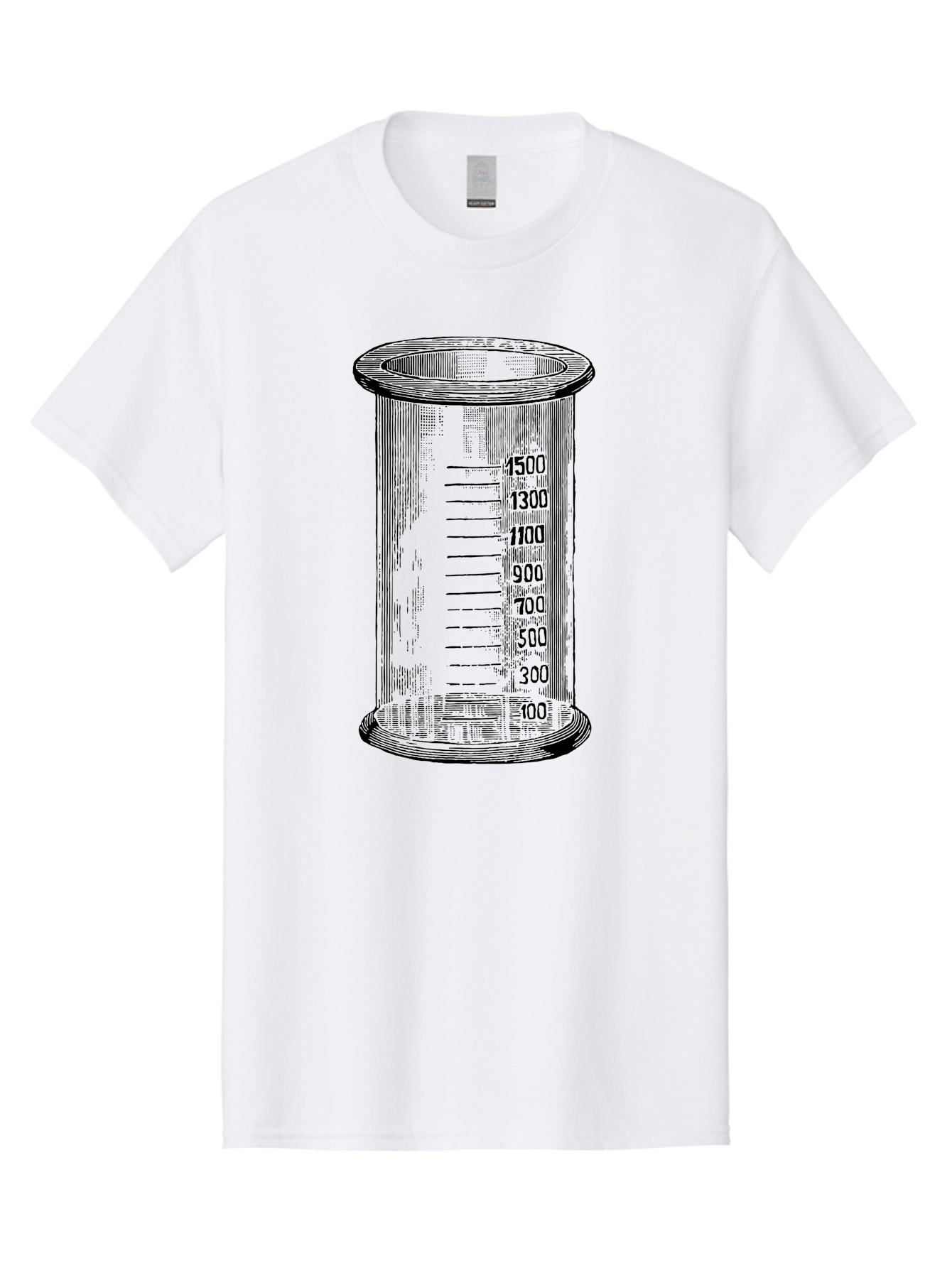 1500Ml-Beaker Men'S Graphic Tee, 100% Cotton, Comfortable Casual Summer Wear, Machine Washable, Laboratory Equipment, Measuring Beaker, Scientific Tools, Glassware, Measurement Markings, Chemistry Lab, 1500Ml Capacity, Precise Measurements, Aad577