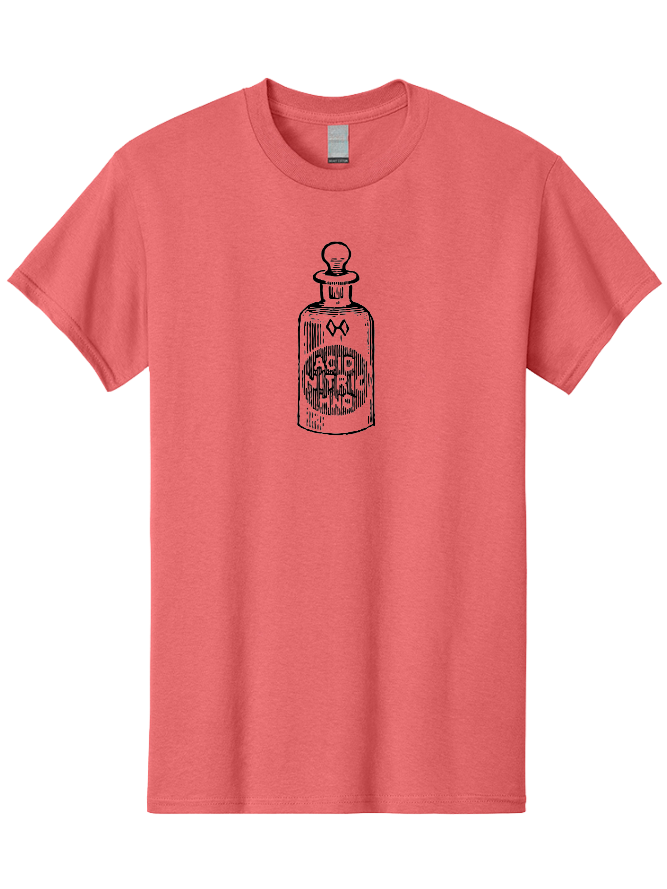 Acid-Nitricum Men'S Graphic Tee, 100% Cotton, Comfortable Casual Summer Wear, Machine Washable, Nitric Acid Bottle, Laboratory Equipment, Chemical Container, Vintage Illustration, Apothecary Jar, Scientific Symbol Aad578