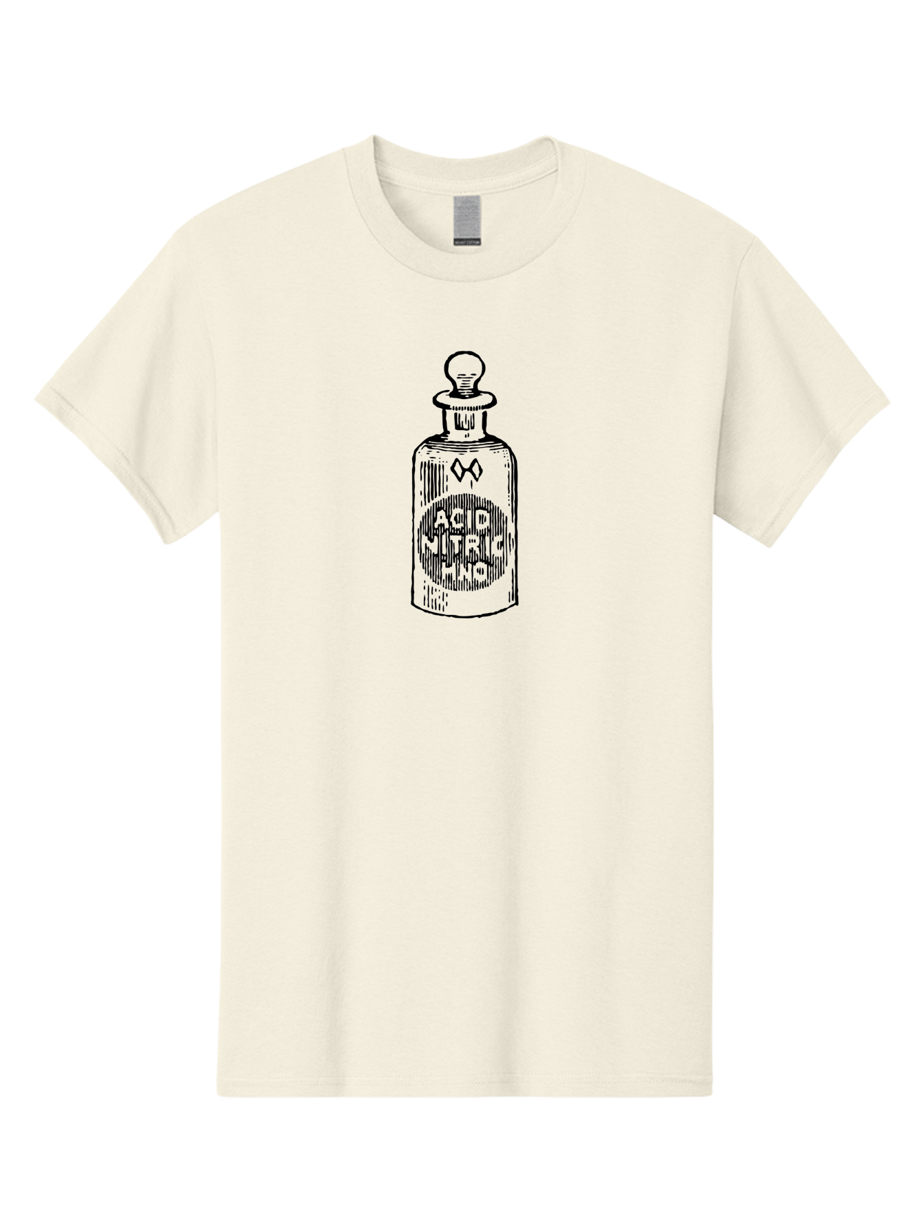 Acid-Nitricum Men'S Graphic Tee, 100% Cotton, Comfortable Casual Summer Wear, Machine Washable, Nitric Acid Bottle, Laboratory Equipment, Chemical Container, Vintage Illustration, Apothecary Jar, Scientific Symbol Aad578