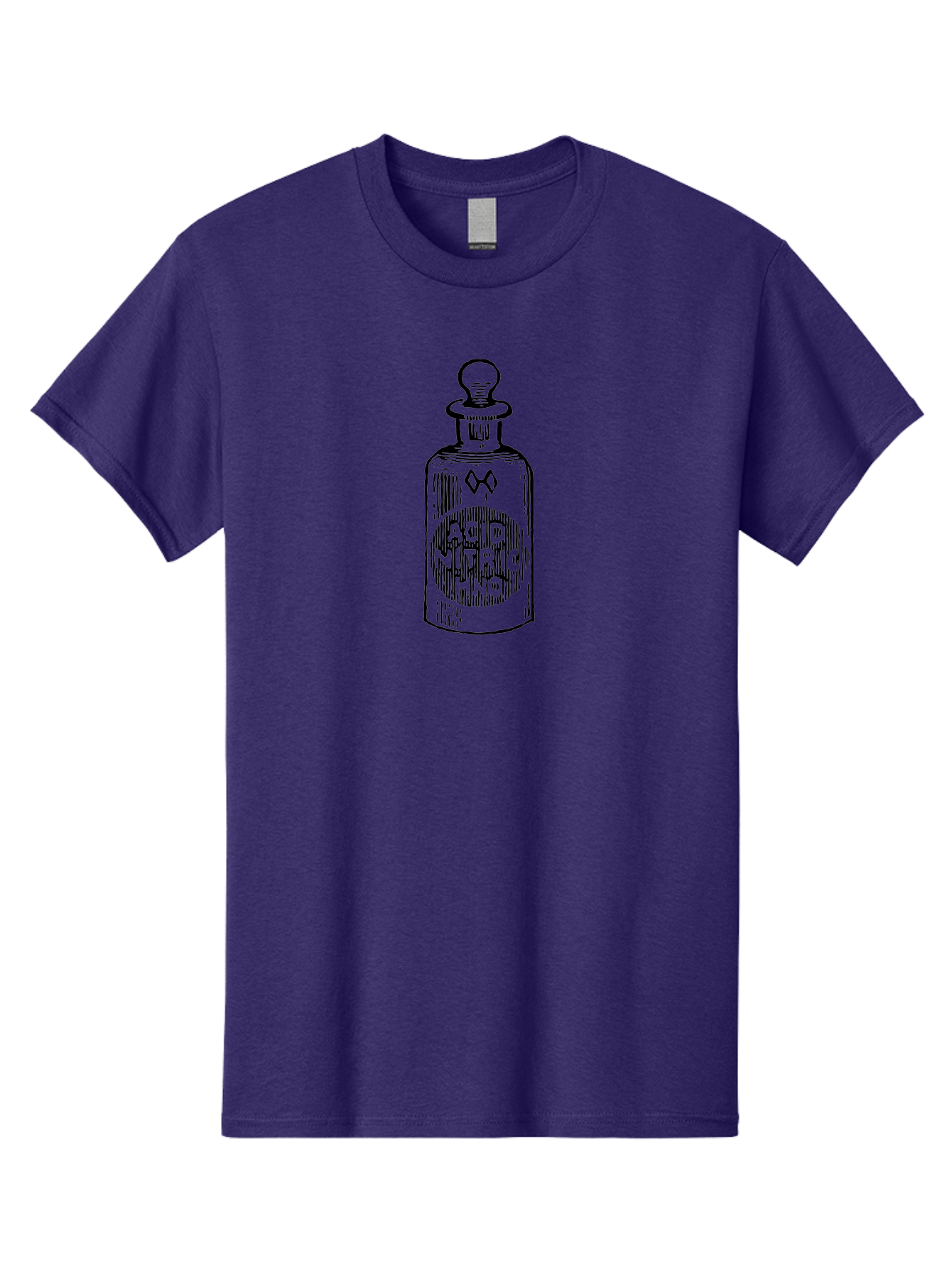 Acid-Nitricum Men'S Graphic Tee, 100% Cotton, Comfortable Casual Summer Wear, Machine Washable, Nitric Acid Bottle, Laboratory Equipment, Chemical Container, Vintage Illustration, Apothecary Jar, Scientific Symbol Aad578