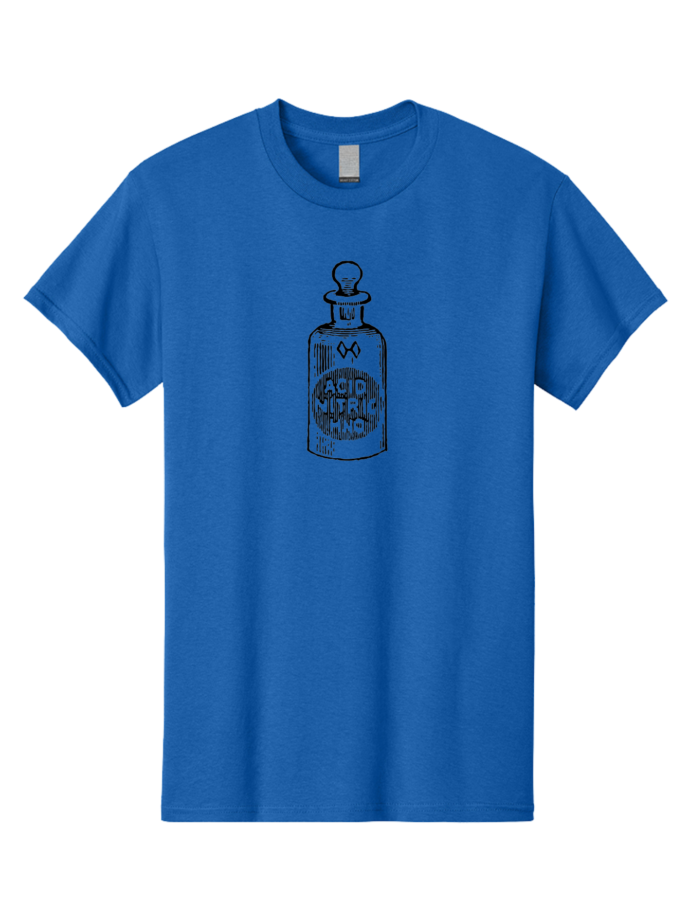 Acid-Nitricum Men'S Graphic Tee, 100% Cotton, Comfortable Casual Summer Wear, Machine Washable, Nitric Acid Bottle, Laboratory Equipment, Chemical Container, Vintage Illustration, Apothecary Jar, Scientific Symbol Aad578