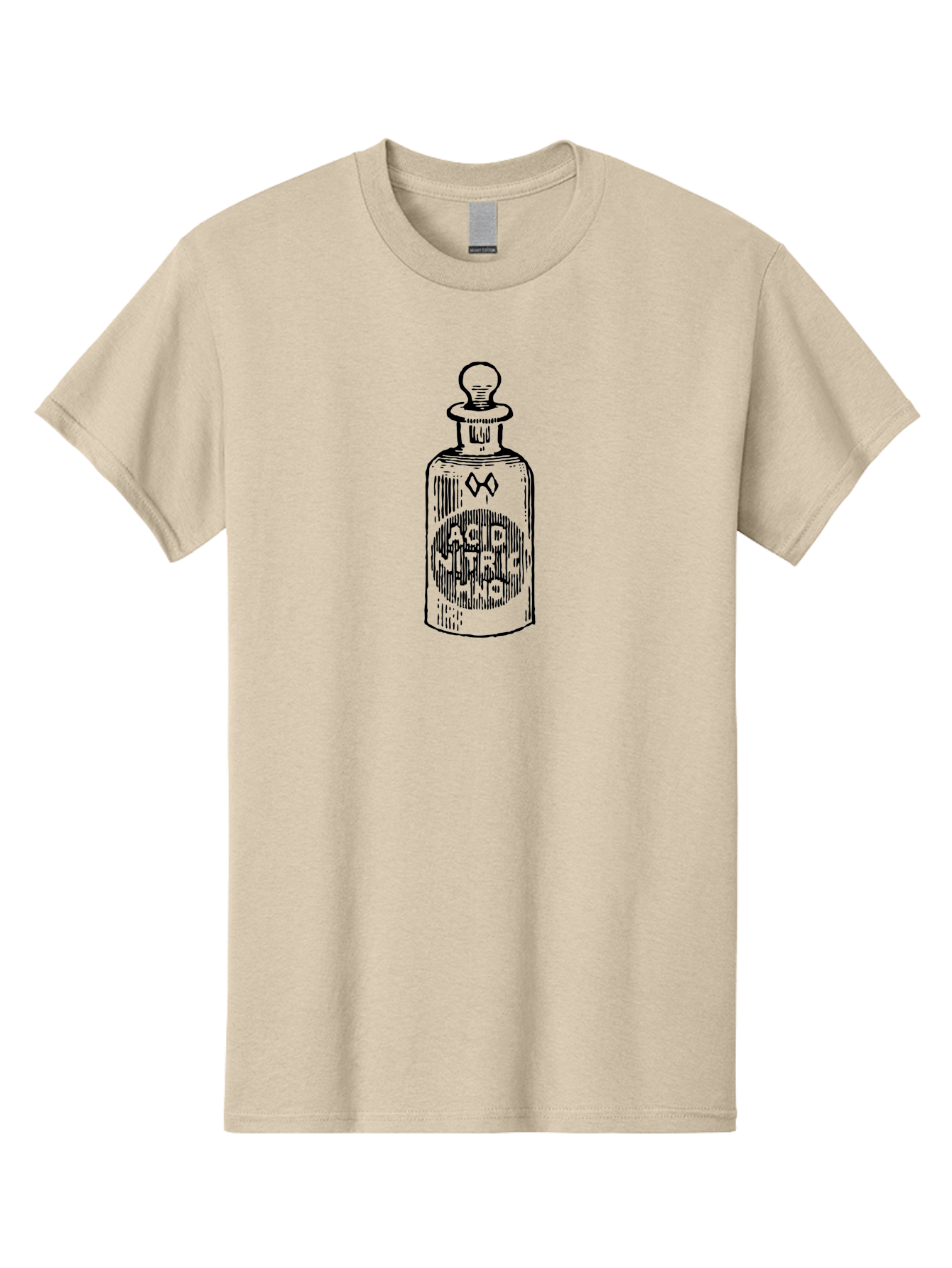 Acid-Nitricum Men'S Graphic Tee, 100% Cotton, Comfortable Casual Summer Wear, Machine Washable, Nitric Acid Bottle, Laboratory Equipment, Chemical Container, Vintage Illustration, Apothecary Jar, Scientific Symbol Aad578