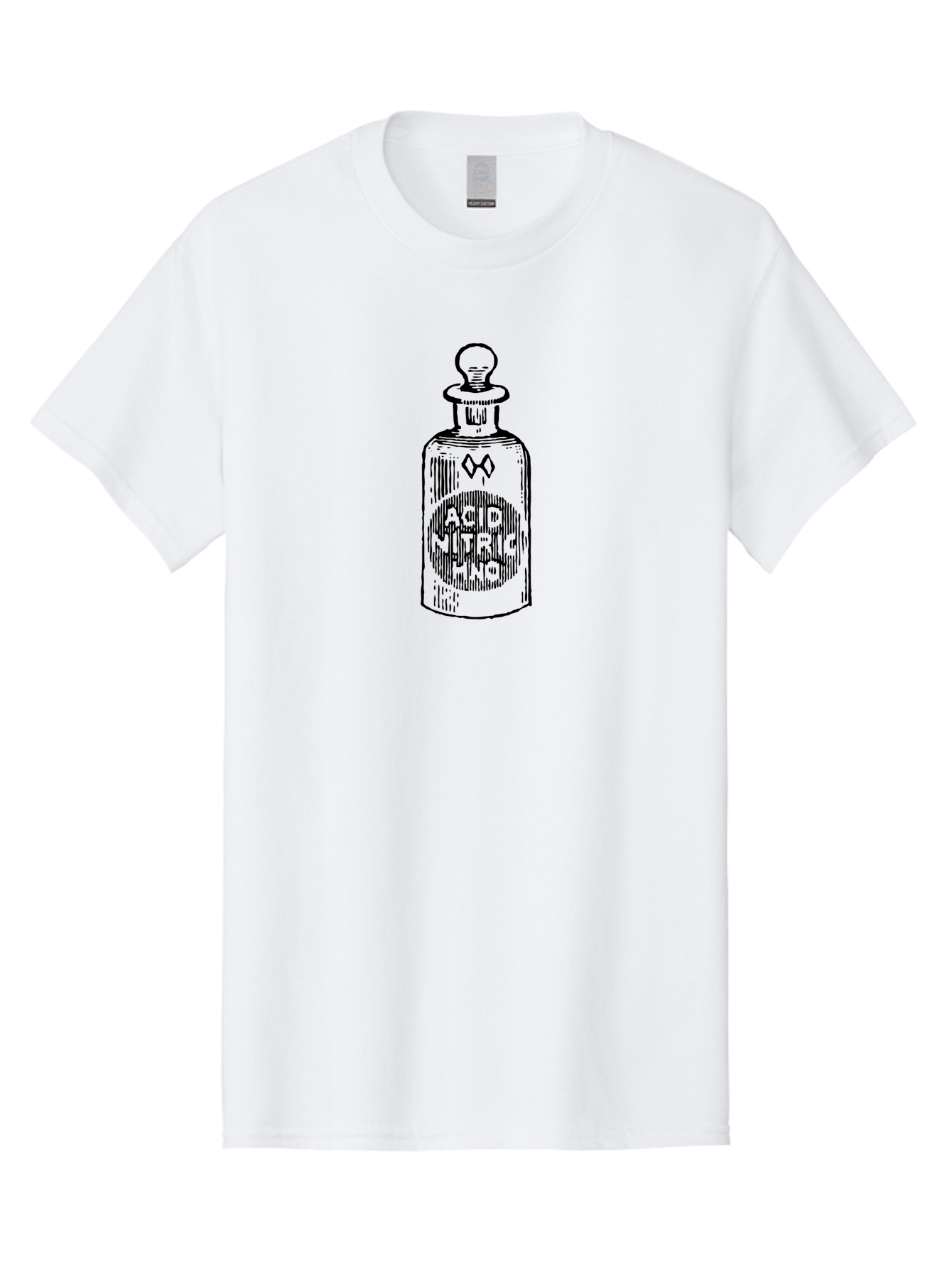 Acid-Nitricum Men'S Graphic Tee, 100% Cotton, Comfortable Casual Summer Wear, Machine Washable, Nitric Acid Bottle, Laboratory Equipment, Chemical Container, Vintage Illustration, Apothecary Jar, Scientific Symbol Aad578