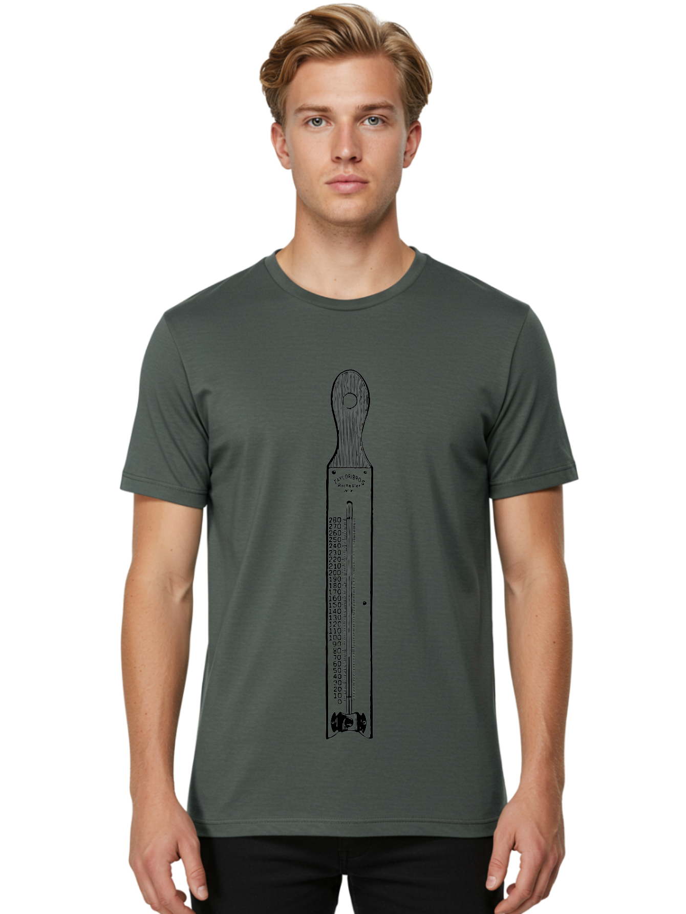 Allbrit-Thermometer Men'S Graphic Tee, 100% Cotton, Comfortable Casual Summer Wear, Machine Washable, Vintage Thermometer, Temperature Measurement, Weather Forecasting, Scientific Instrument, Mercury Thermometer, Six'S Thermometer, Aad579