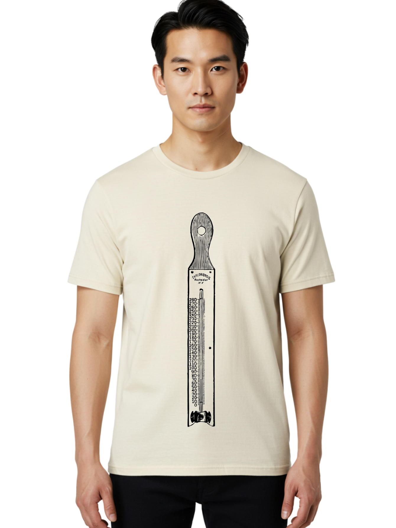 Allbrit-Thermometer Men'S Graphic Tee, 100% Cotton, Comfortable Casual Summer Wear, Machine Washable, Vintage Thermometer, Temperature Measurement, Weather Forecasting, Scientific Instrument, Mercury Thermometer, Six'S Thermometer, Aad579