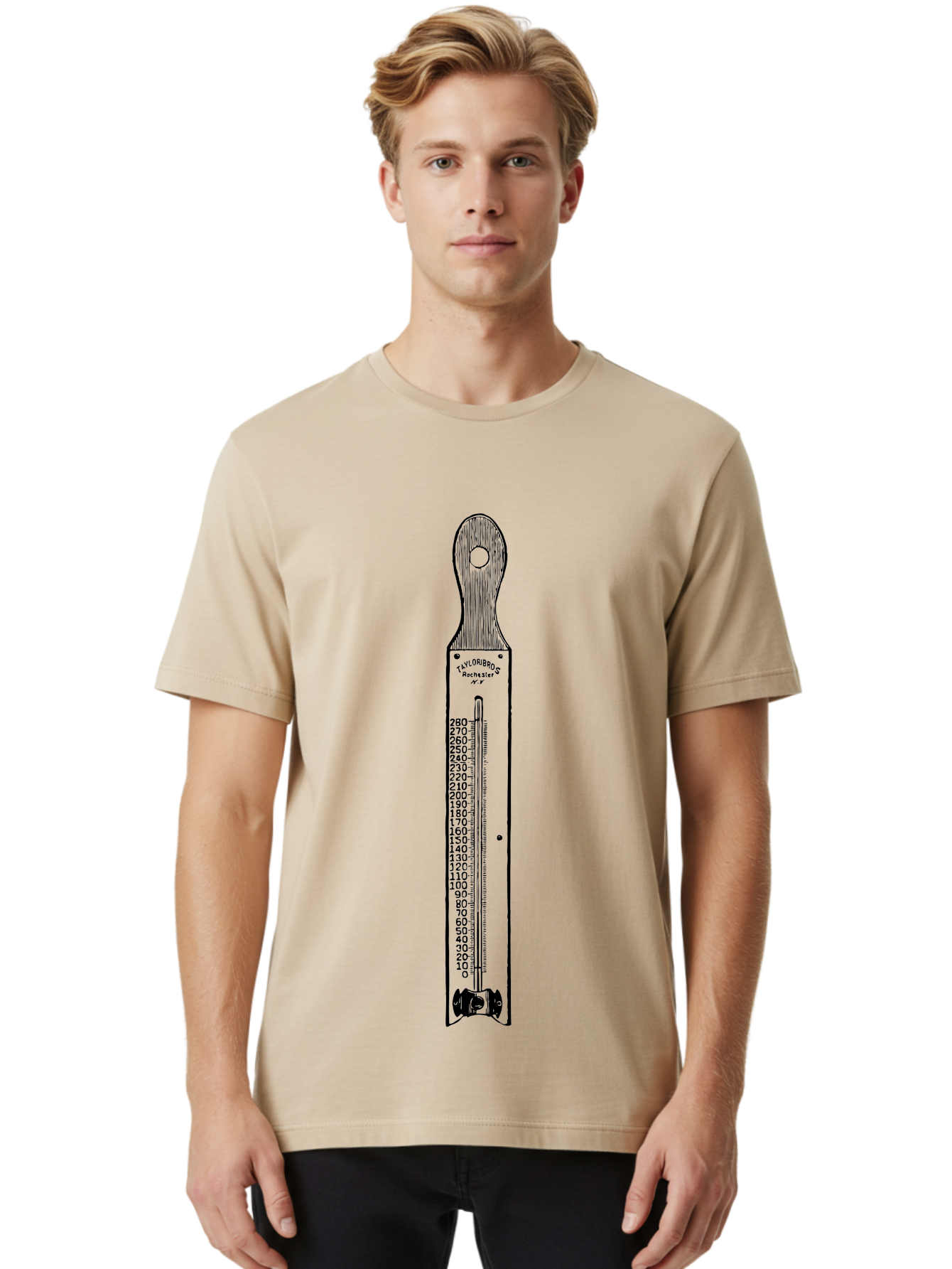 Allbrit-Thermometer Men'S Graphic Tee, 100% Cotton, Comfortable Casual Summer Wear, Machine Washable, Vintage Thermometer, Temperature Measurement, Weather Forecasting, Scientific Instrument, Mercury Thermometer, Six'S Thermometer, Aad579