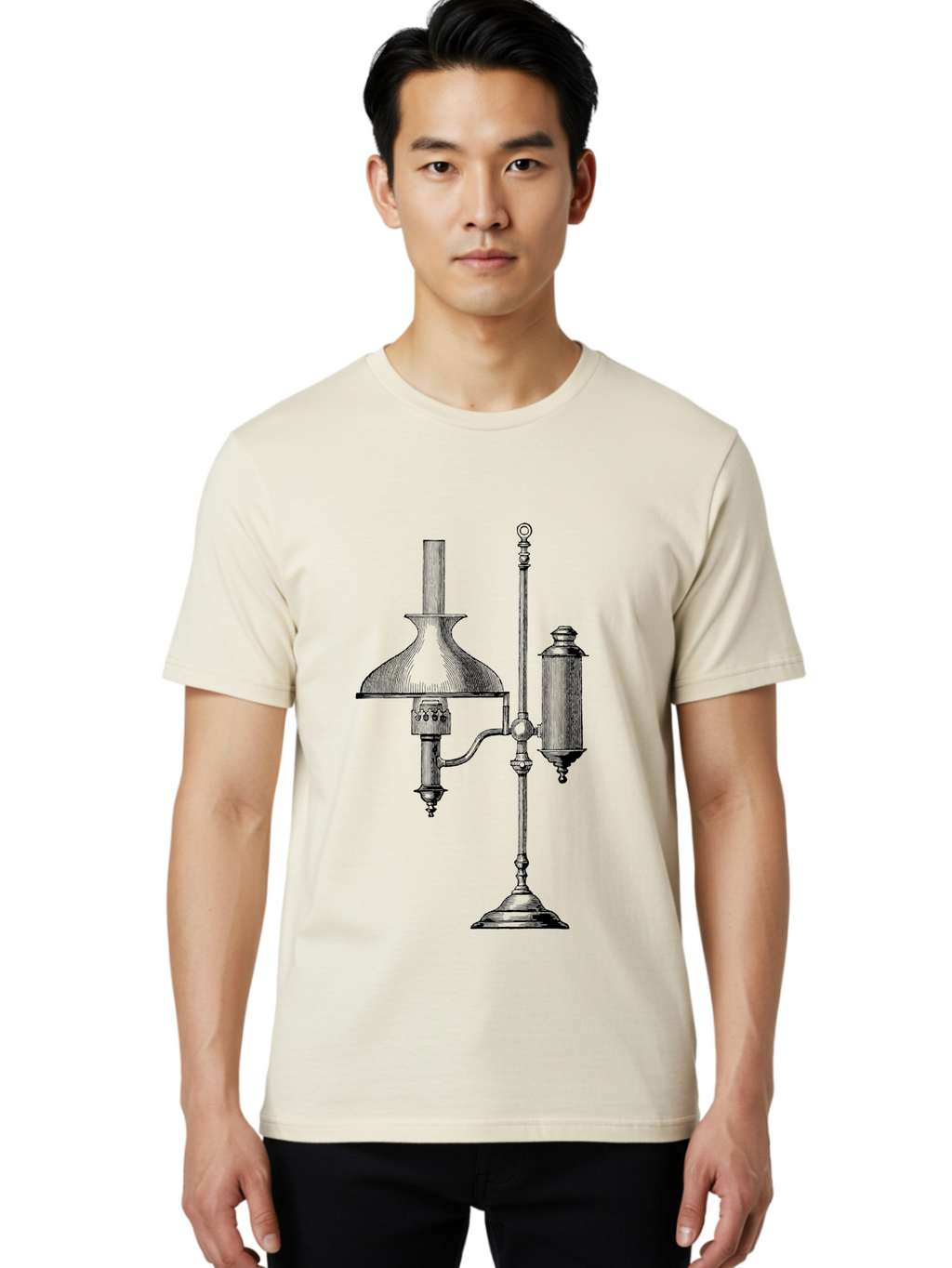Argand-Lamp Men'S Graphic Tee, 100% Cotton, Comfortable Casual Summer Wear, Machine Washable, Vintage Lighting, Antique Lamp, Argand Oil Lamp, Classic Design, Ornate Details, Oil Lamp, Traditional Decor, Retro Style, Home Decor Aad580