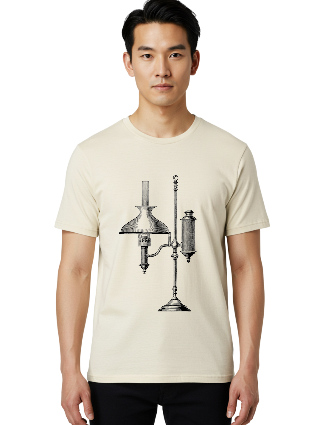 Argand-Lamp Men'S Graphic Tee, 100% Cotton, Comfortable Casual Summer Wear, Machine Washable, Vintage Lighting, Antique Lamp, Argand Oil Lamp, Classic Design, Ornate Details, Oil Lamp, Traditional Decor, Retro Style, Home Decor Aad580
