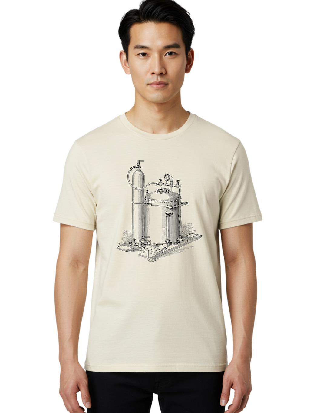 Autoclave Men'S Graphic Tee, 100% Cotton, Comfortable Casual Summer Wear, Machine Washable, Autoclave Equipment, Steam Sterilization, Laboratory Apparatus, Medical Sterilization, Pressure Vessel, Scientific Equipment, Vintage Illustration Aad581
