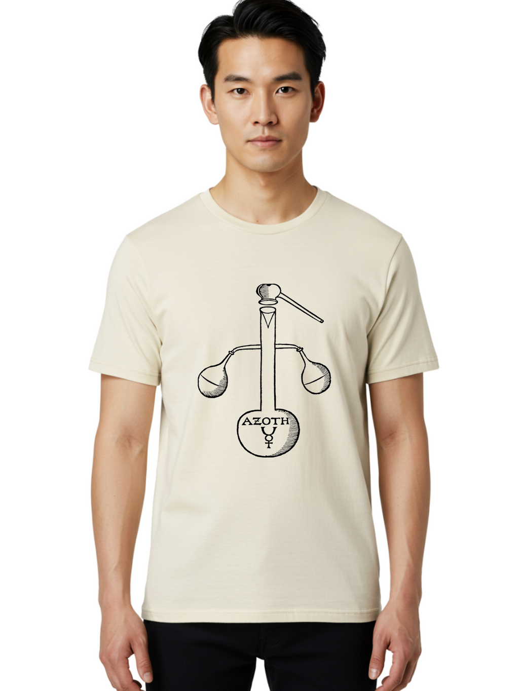 Azoth-Symbol Men'S Graphic Tee, 100% Cotton, Comfortable Casual Summer Wear, Machine Washable, Alchemical Symbol, Azoth Symbol, Mystical Diagram, Spiritual Transformation, Hermetic Principles, Esoteric Art, Ancient Knowledge, Mystical Symbols, Aad582