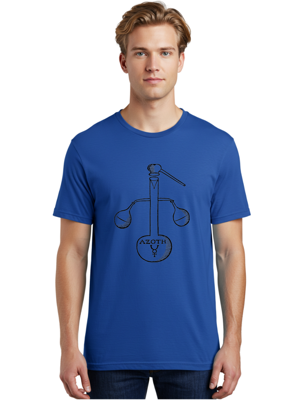 Azoth-Symbol Men'S Graphic Tee, 100% Cotton, Comfortable Casual Summer Wear, Machine Washable, Alchemical Symbol, Azoth Symbol, Mystical Diagram, Spiritual Transformation, Hermetic Principles, Esoteric Art, Ancient Knowledge, Mystical Symbols, Aad582