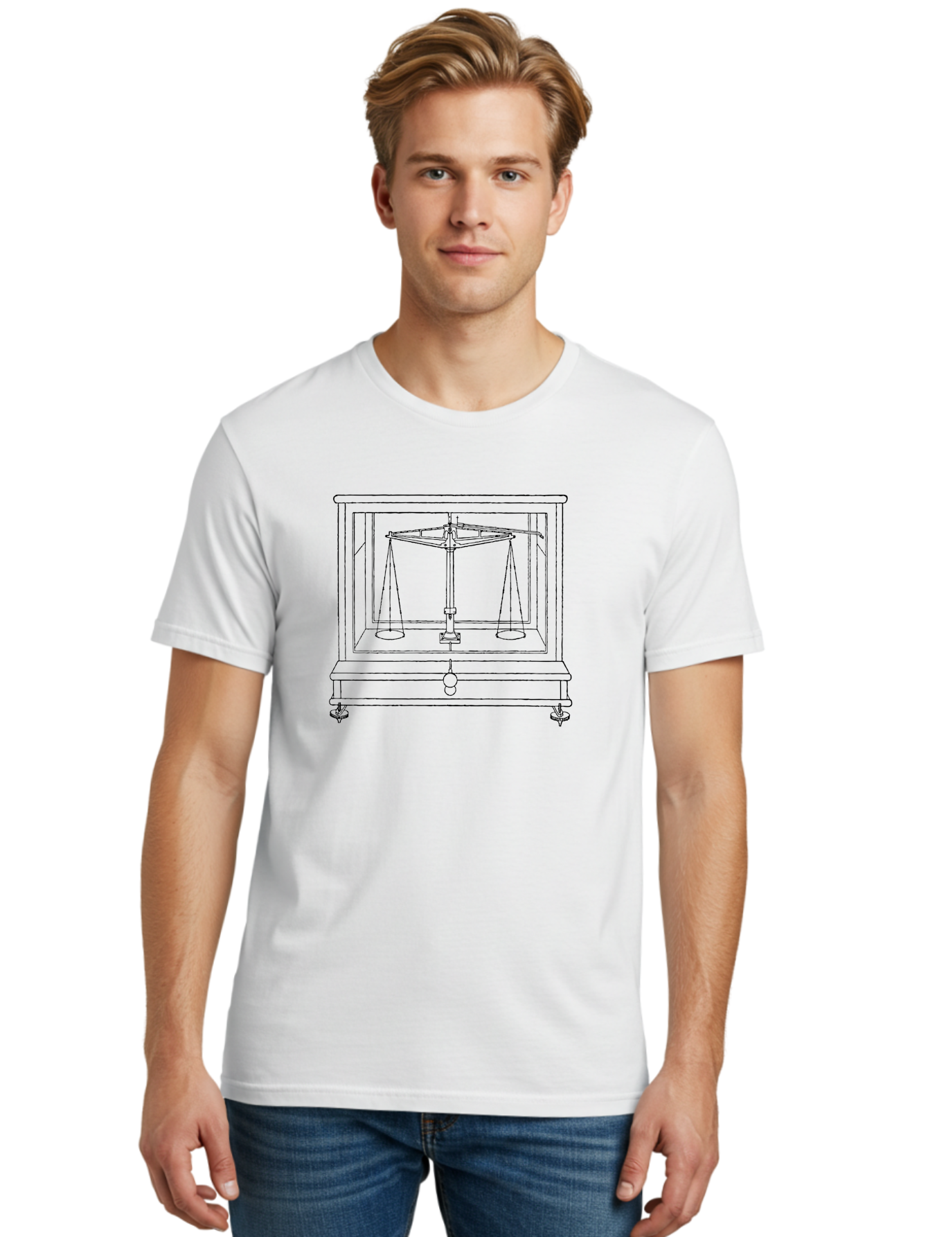 Balance-Scale Men'S Graphic Tee, 100% Cotton, Comfortable Casual Summer Wear, Machine Washable, Balance Scale, Weighing Instrument, Precision Measurement, Justice Symbol, Equality Representation, Laboratory Equipment, Scientific Tool, Aad584
