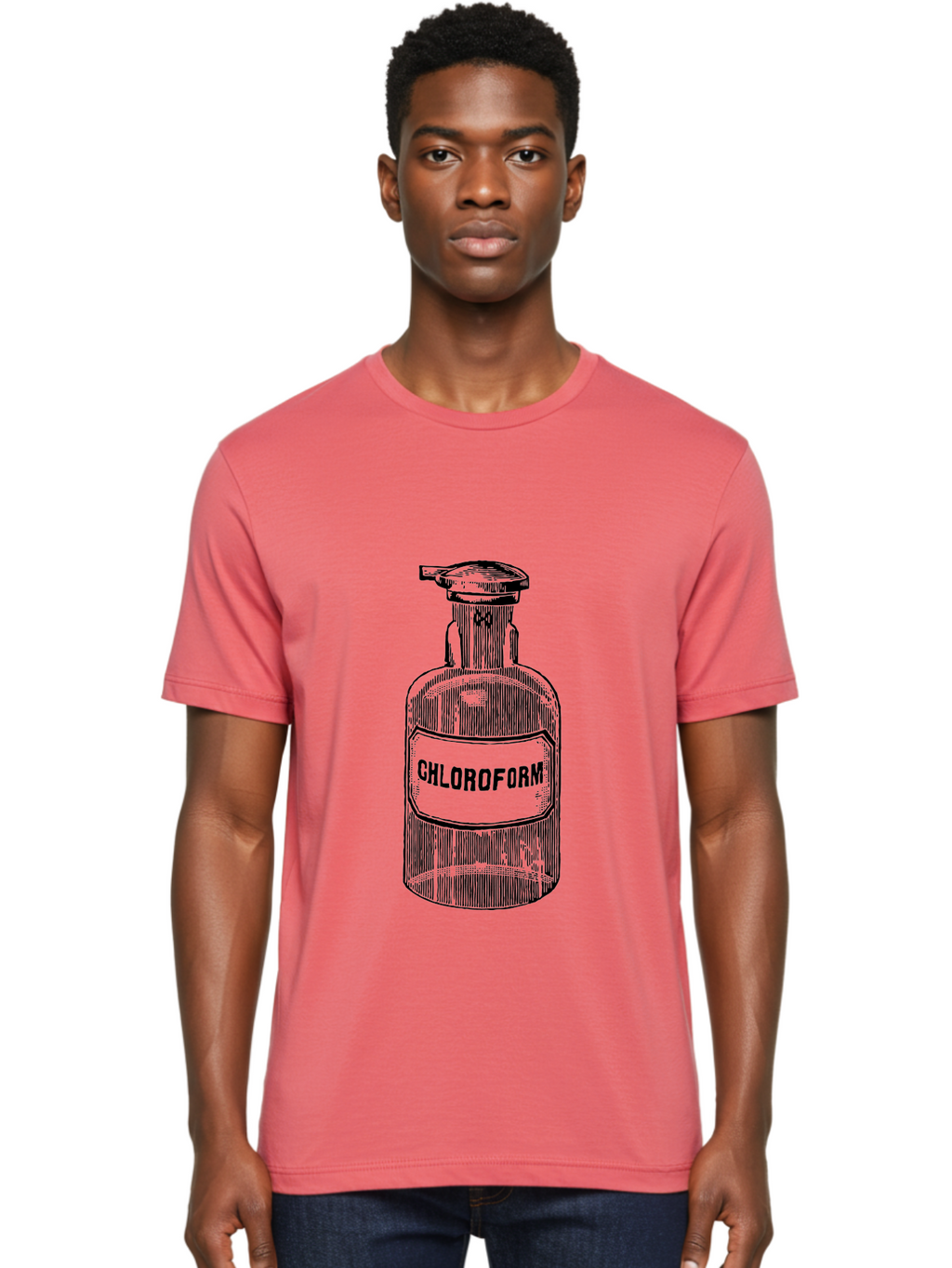 Chloroform-Bottle Men'S Graphic Tee, 100% Cotton, Comfortable Casual Summer Wear, Machine Washable, Vintage Bottle, Chloroform Label, Medical History, Antique Apothecary, Laboratory Equipment, Historical Chemical, Retro Illustration, Aad585