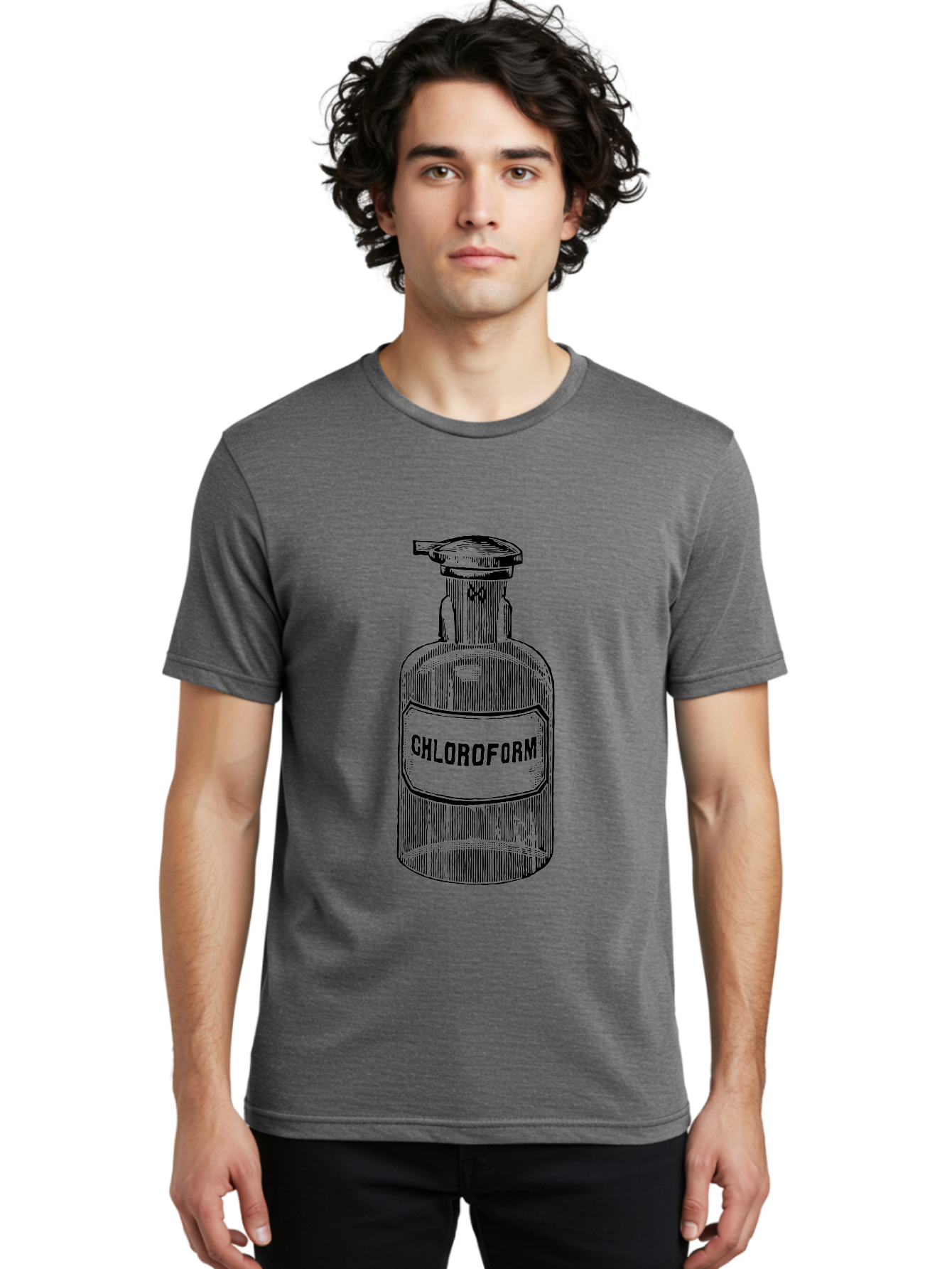 Chloroform-Bottle Men'S Graphic Tee, 100% Cotton, Comfortable Casual Summer Wear, Machine Washable, Vintage Bottle, Chloroform Label, Medical History, Antique Apothecary, Laboratory Equipment, Historical Chemical, Retro Illustration, Aad585