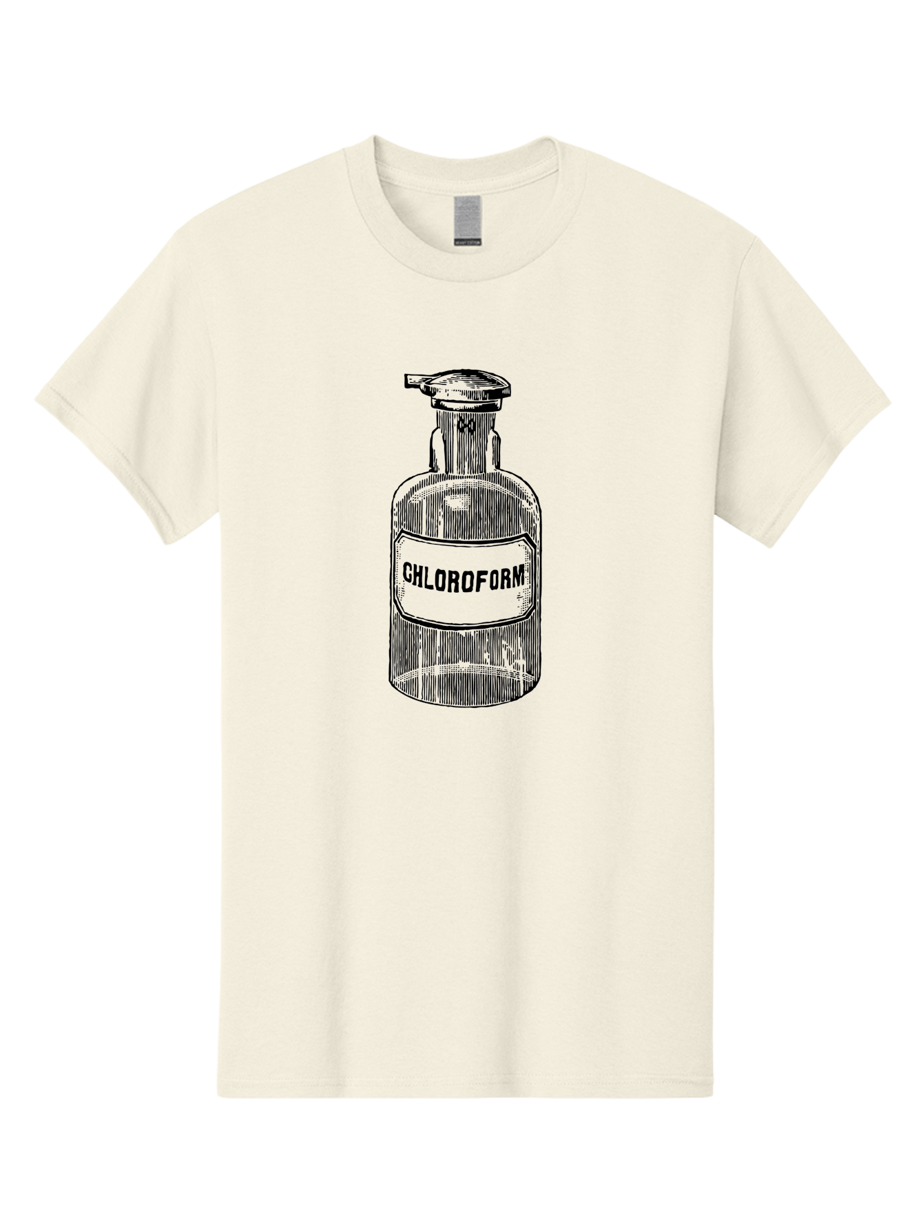 Chloroform-Bottle Men'S Graphic Tee, 100% Cotton, Comfortable Casual Summer Wear, Machine Washable, Vintage Bottle, Chloroform Label, Medical History, Antique Apothecary, Laboratory Equipment, Historical Chemical, Retro Illustration, Aad585