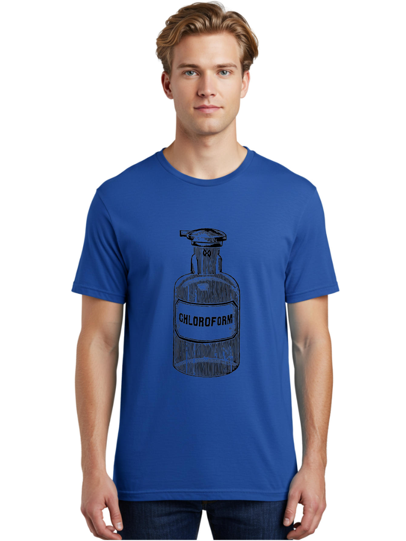 Chloroform-Bottle Men'S Graphic Tee, 100% Cotton, Comfortable Casual Summer Wear, Machine Washable, Vintage Bottle, Chloroform Label, Medical History, Antique Apothecary, Laboratory Equipment, Historical Chemical, Retro Illustration, Aad585