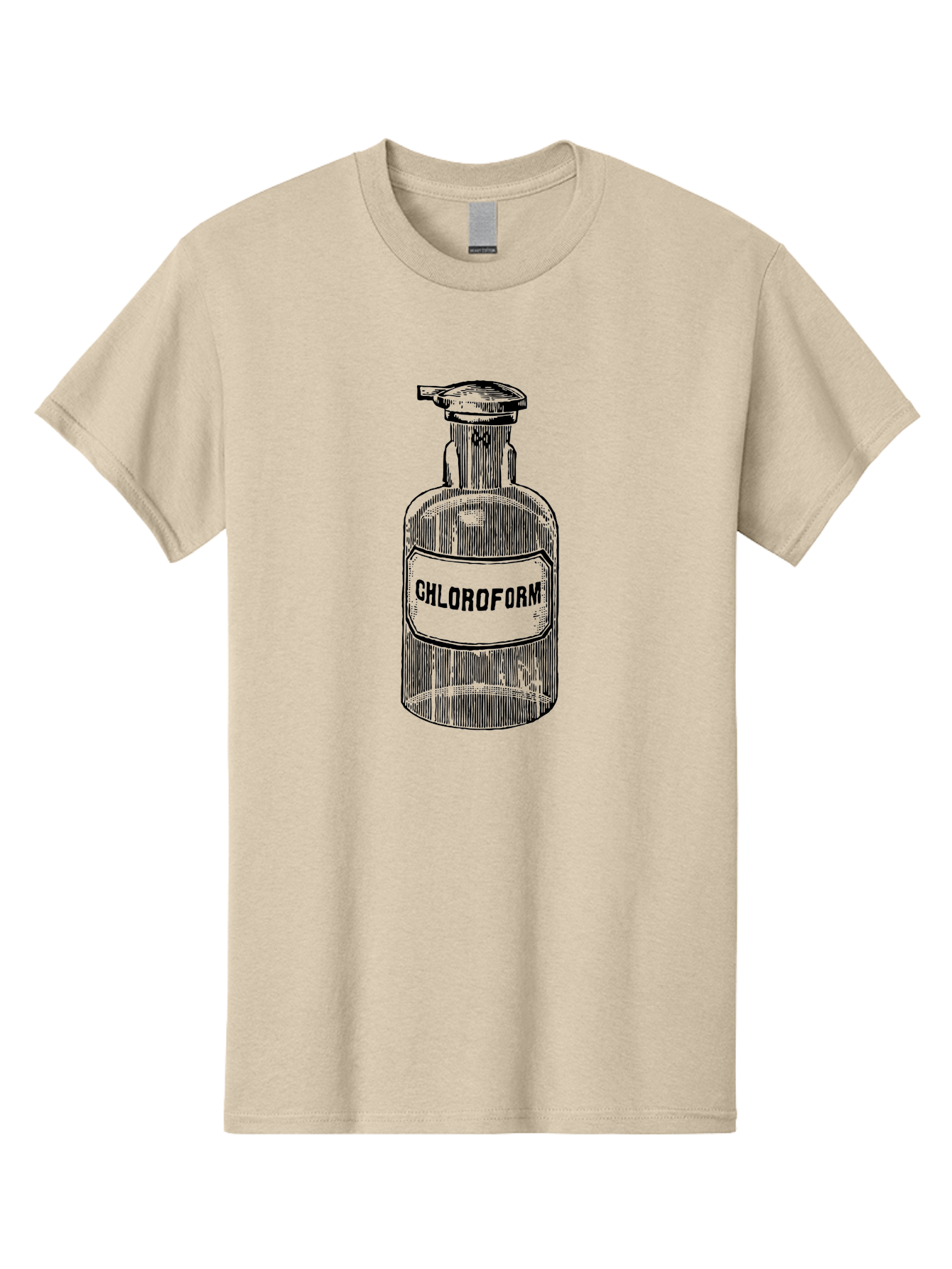 Chloroform-Bottle Men'S Graphic Tee, 100% Cotton, Comfortable Casual Summer Wear, Machine Washable, Vintage Bottle, Chloroform Label, Medical History, Antique Apothecary, Laboratory Equipment, Historical Chemical, Retro Illustration, Aad585