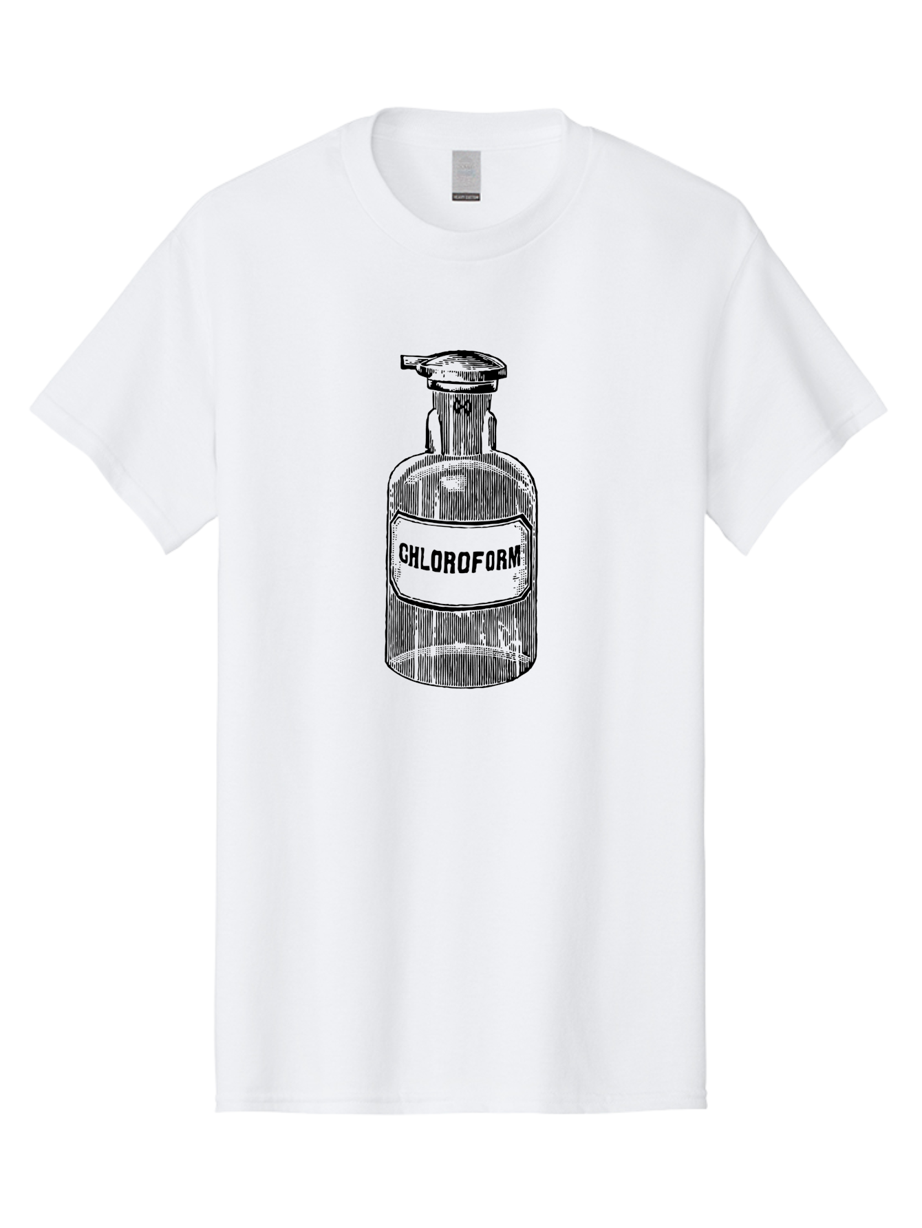 Chloroform-Bottle Men'S Graphic Tee, 100% Cotton, Comfortable Casual Summer Wear, Machine Washable, Vintage Bottle, Chloroform Label, Medical History, Antique Apothecary, Laboratory Equipment, Historical Chemical, Retro Illustration, Aad585