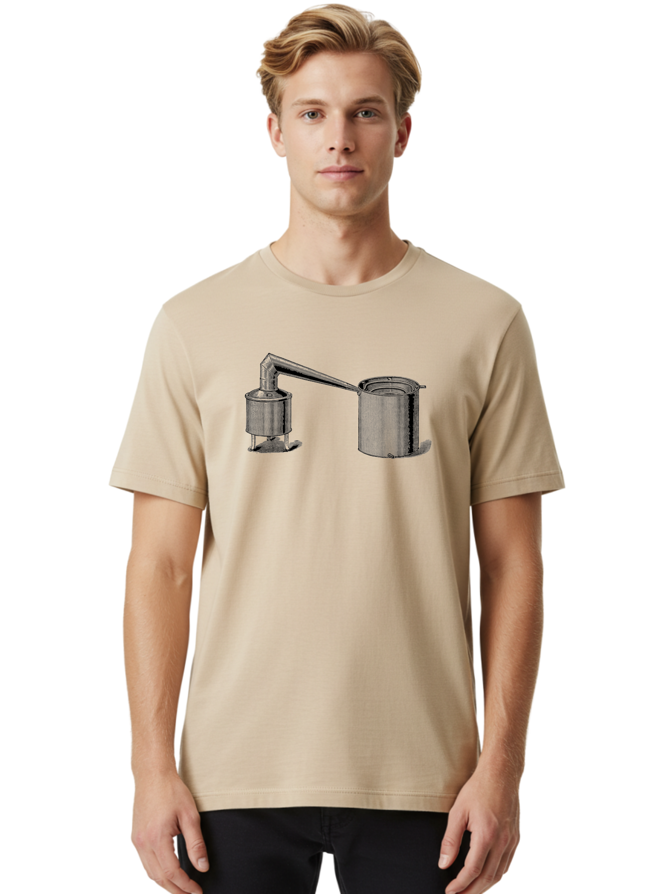 Coffeepot Men'S Graphic Tee, 100% Cotton, Comfortable Casual Summer Wear, Machine Washable, Vintage Laboratory Equipment, Scientific Apparatus, Distillation Device, Metal Containers, Pipes And Tubes, Retro Laboratory Setup, Aad586